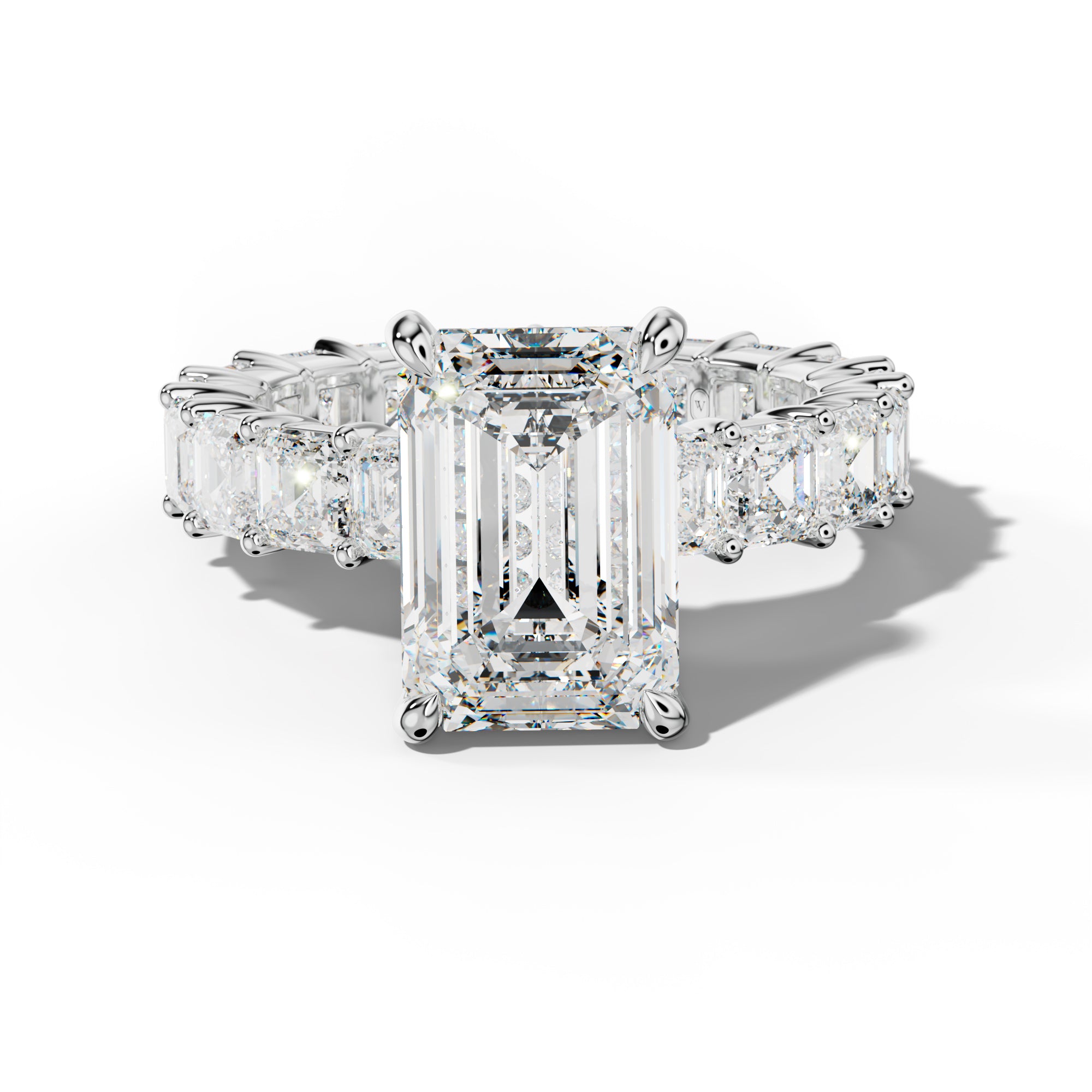 Kiara Emerald Cut Engagement Ring With Asscher Side Stones