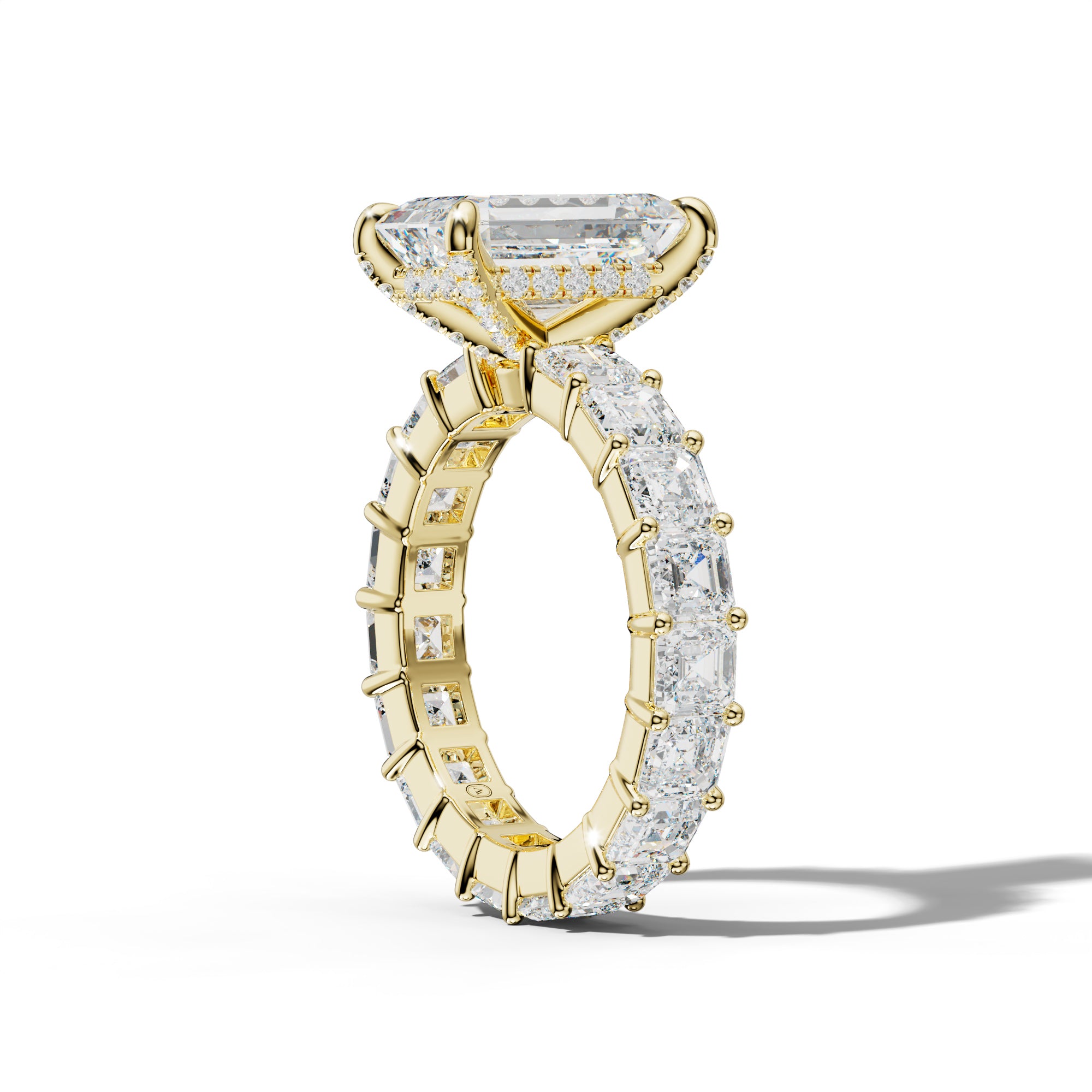 Kiara Emerald Cut Engagement Ring With Asscher Side Stones