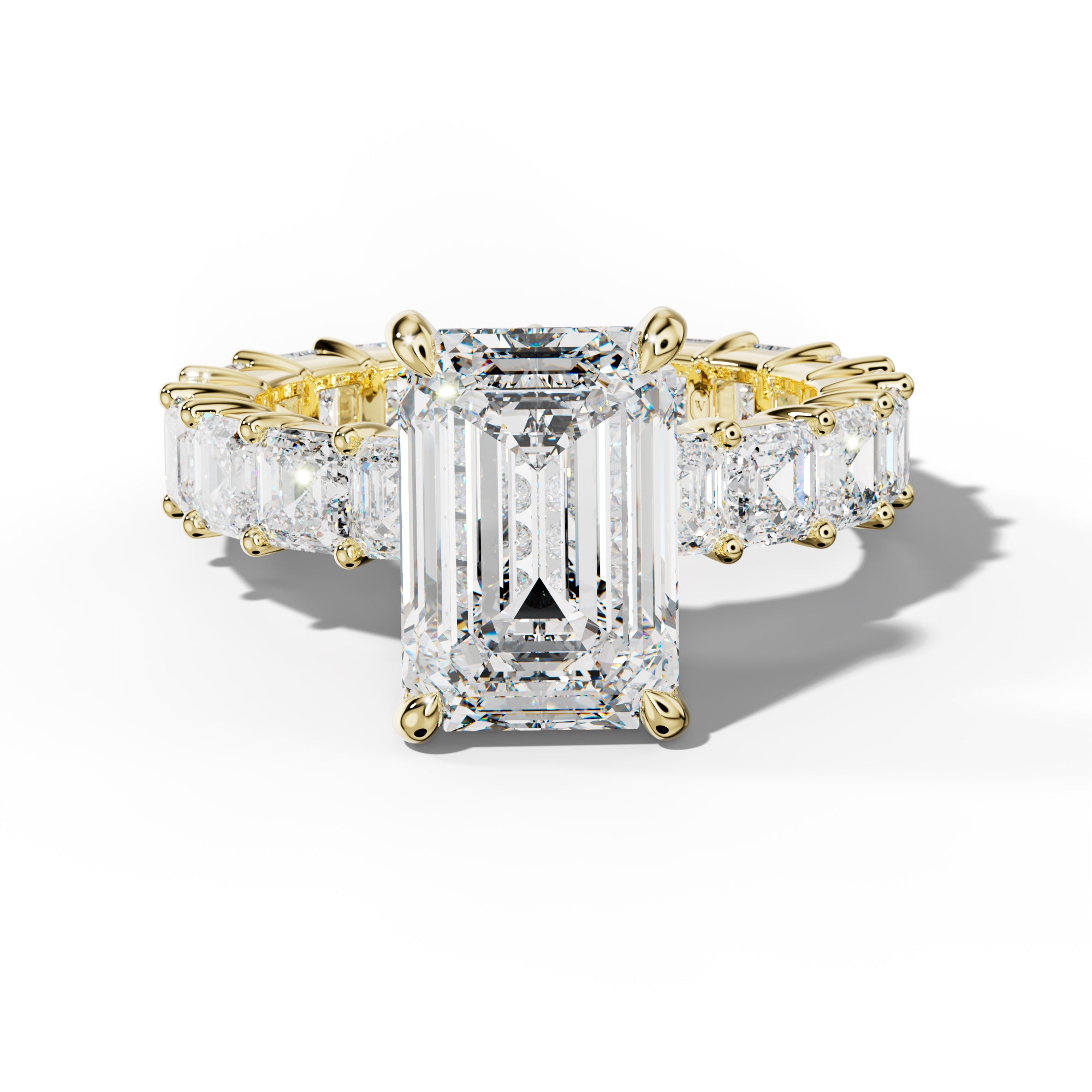 Kiara Emerald Cut Engagement Ring With Asscher Side Stones