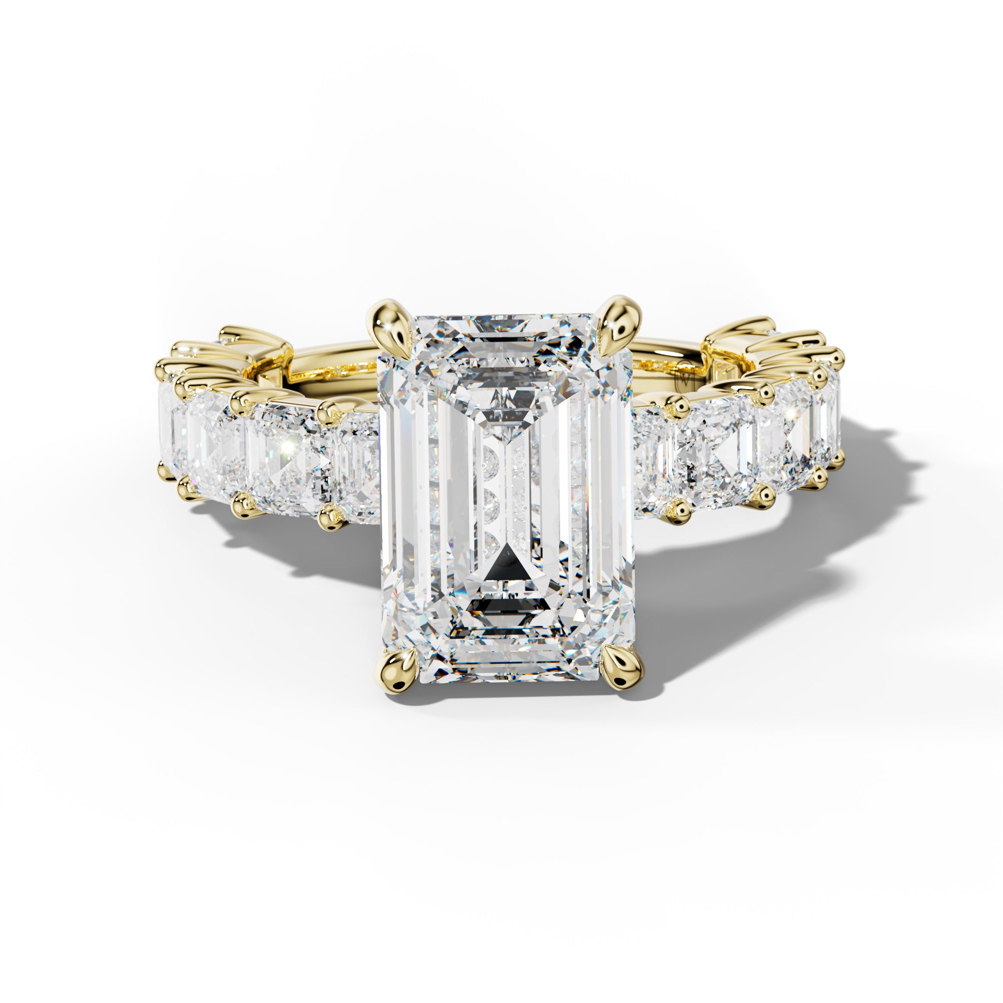 Soleil Emerald Cut Engagement Ring With Asscher Side Stones