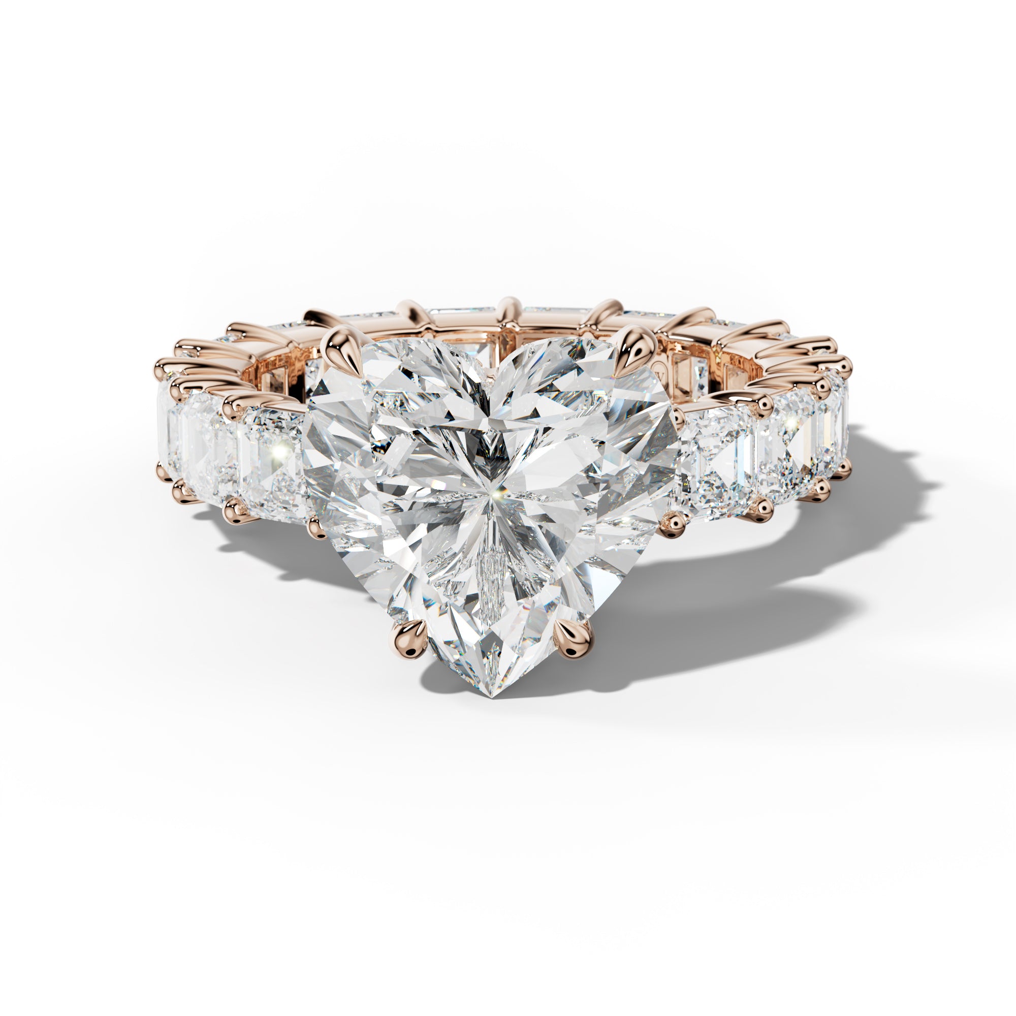Kiara Heart Diamond Engagement Ring With Asscher Side Stones