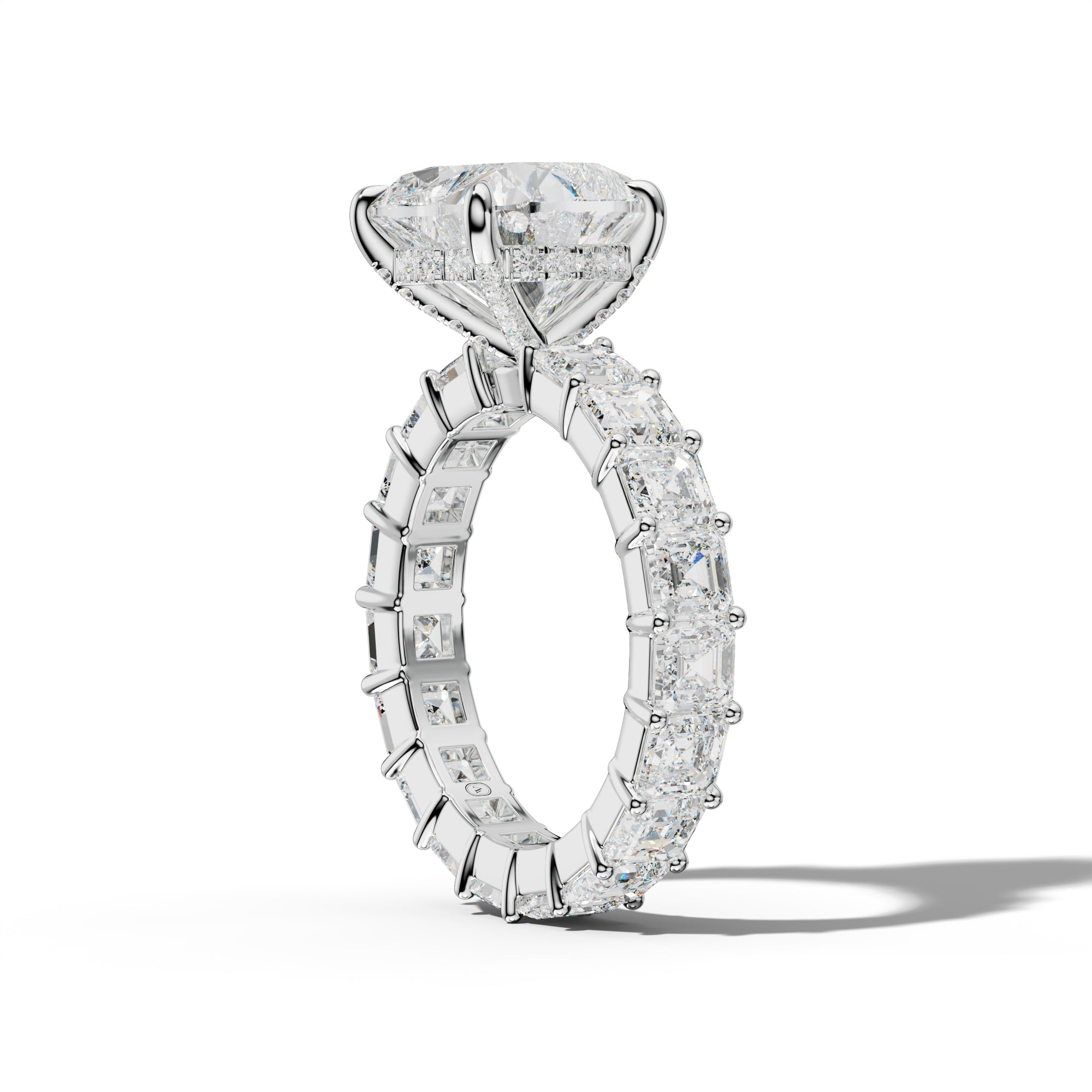 Kiara Heart Diamond Engagement Ring With Asscher Side Stones