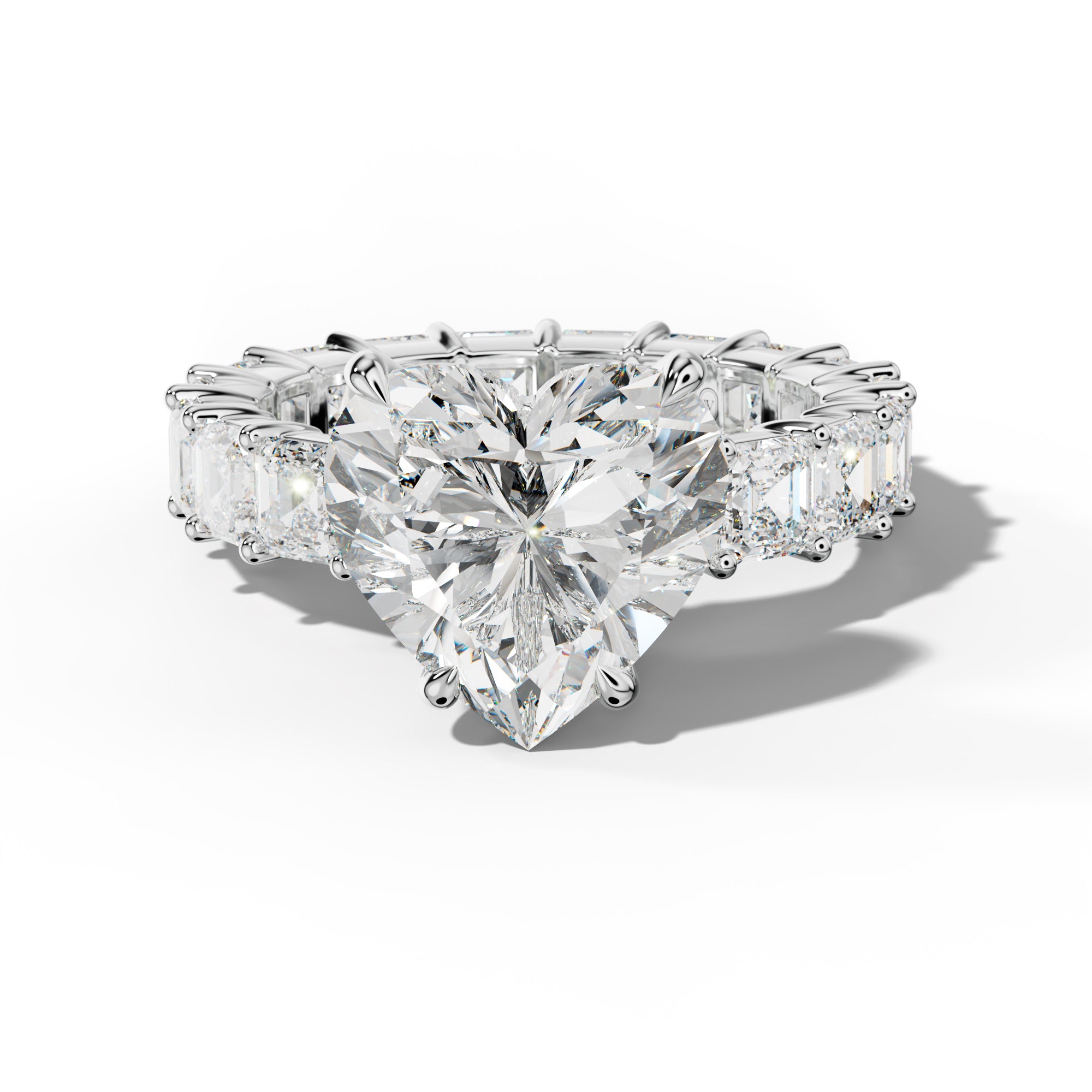Kiara Heart Diamond Engagement Ring With Asscher Side Stones