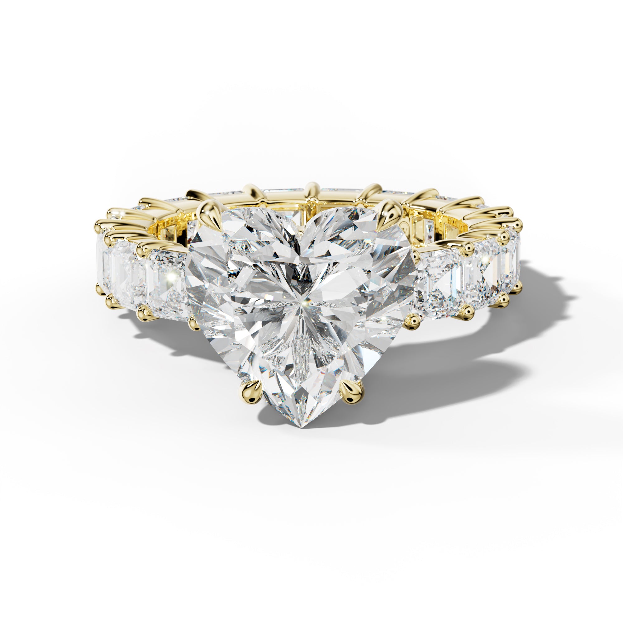 Kiara Heart Diamond Engagement Ring With Asscher Side Stones