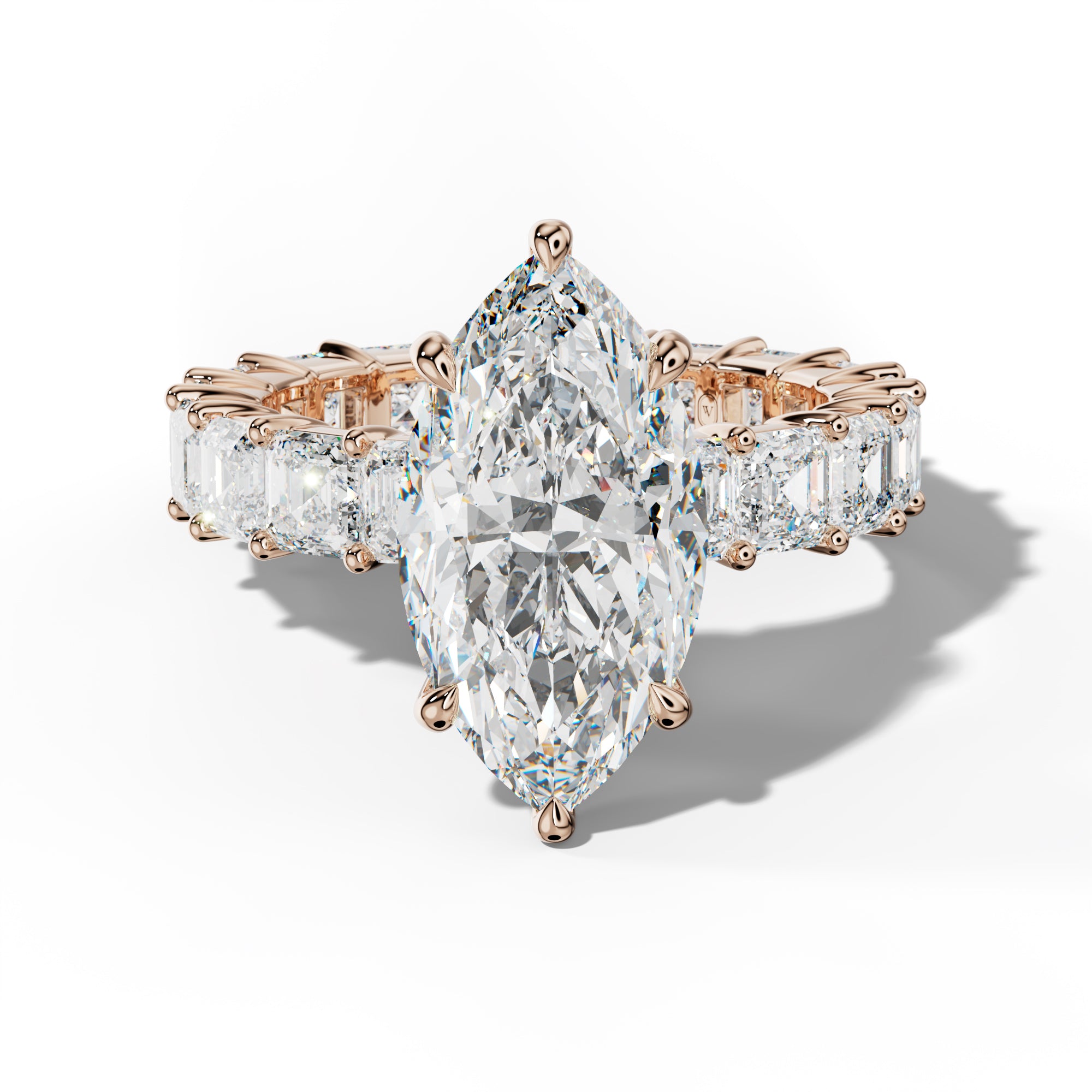 Kiara Marquise Diamond Engagement Ring With Asscher Side Stones