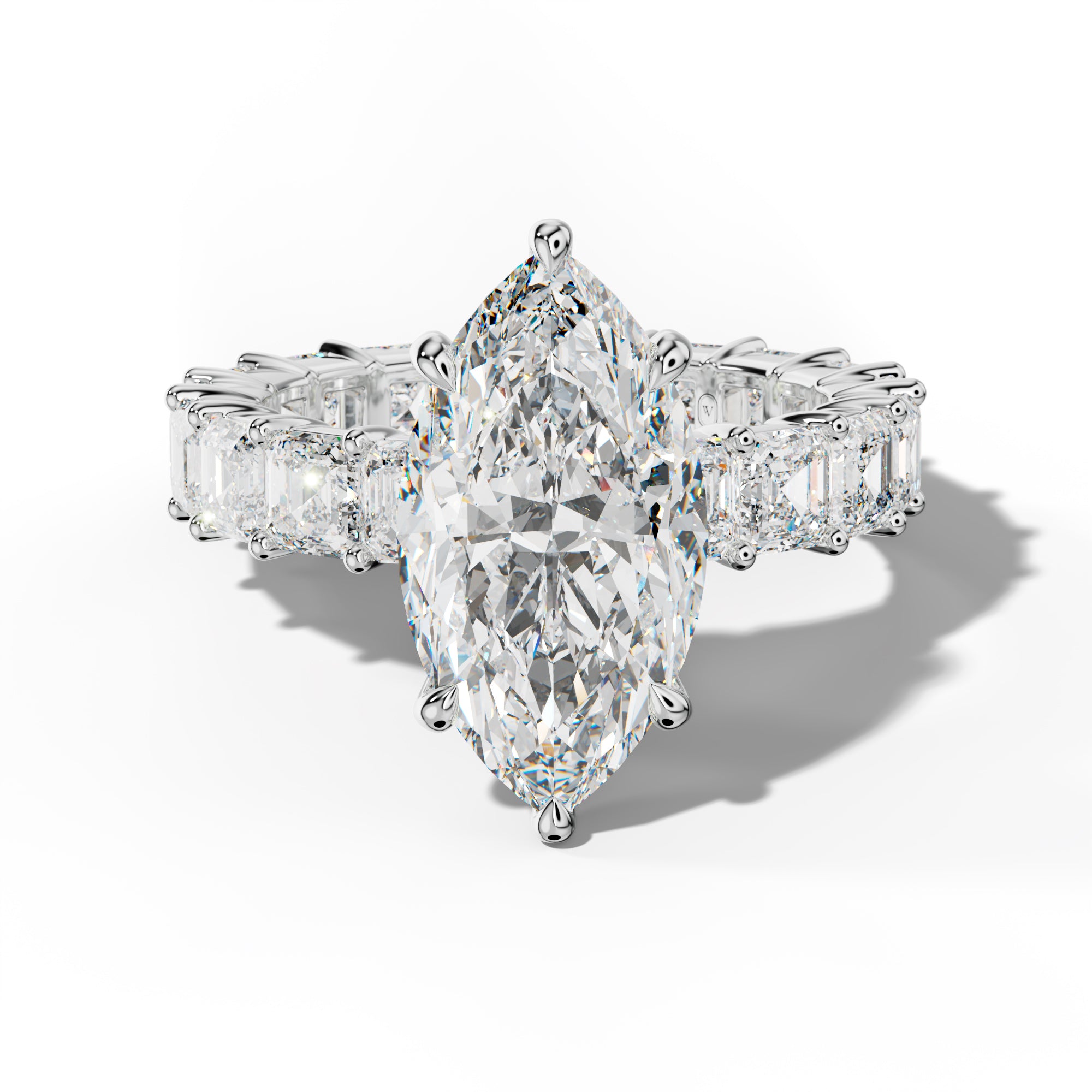 Kiara Marquise Diamond Engagement Ring With Asscher Side Stones