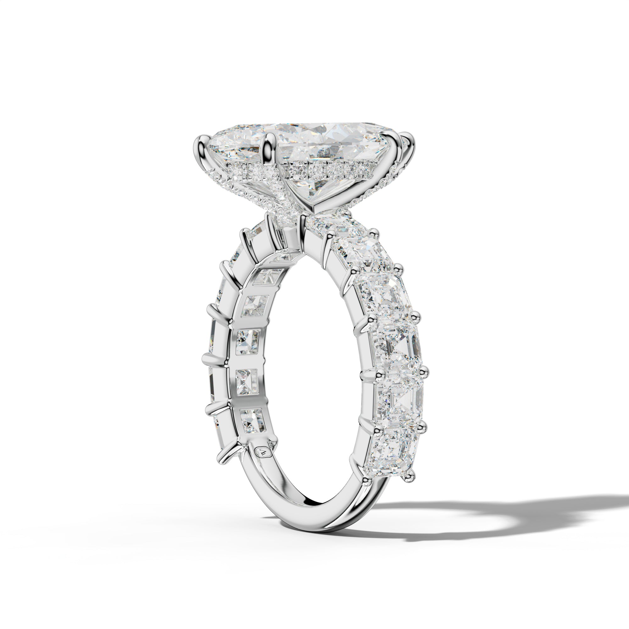 Soleil Marquise Diamond Engagement Ring With Asscher Side Stones