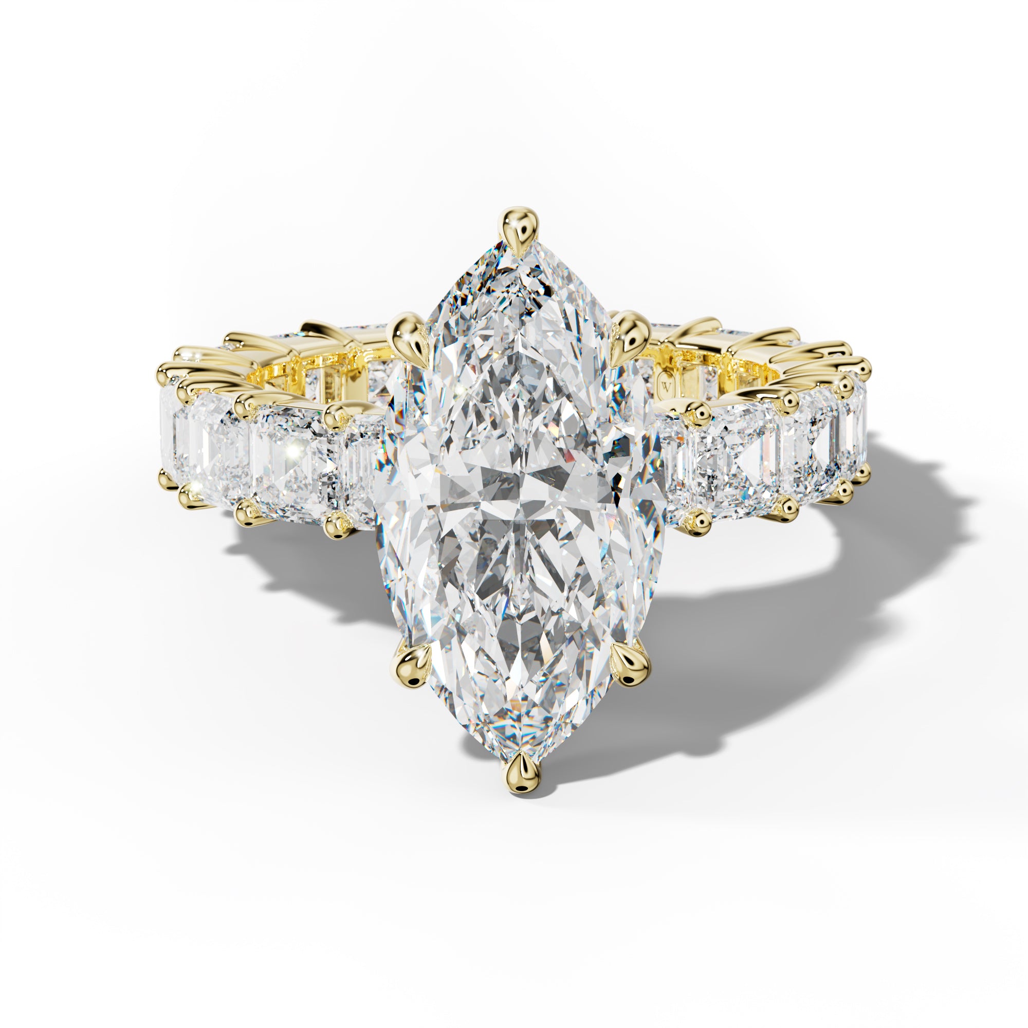Kiara Marquise Diamond Engagement Ring With Asscher Side Stones
