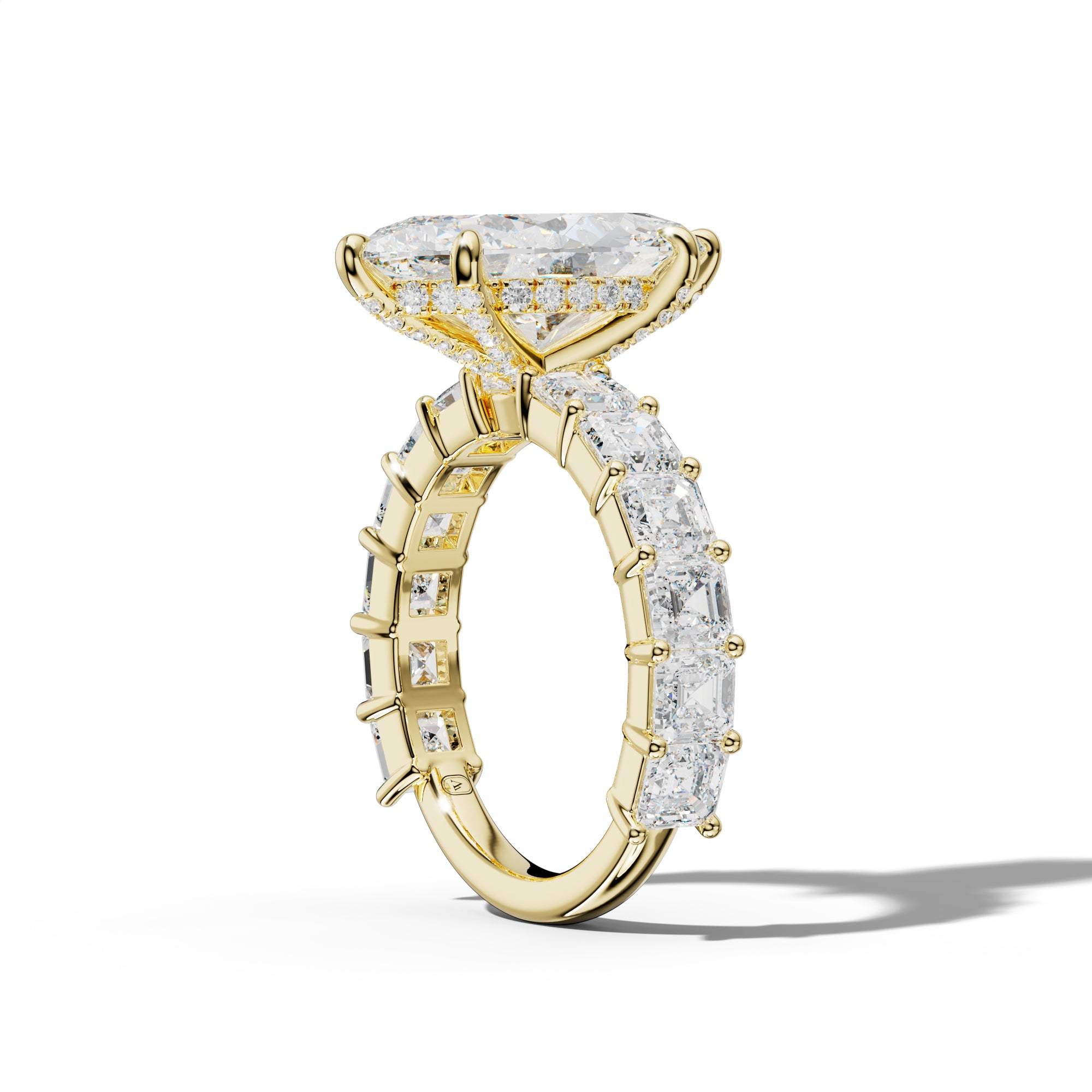 Soleil Marquise Diamond Engagement Ring With Asscher Side Stones
