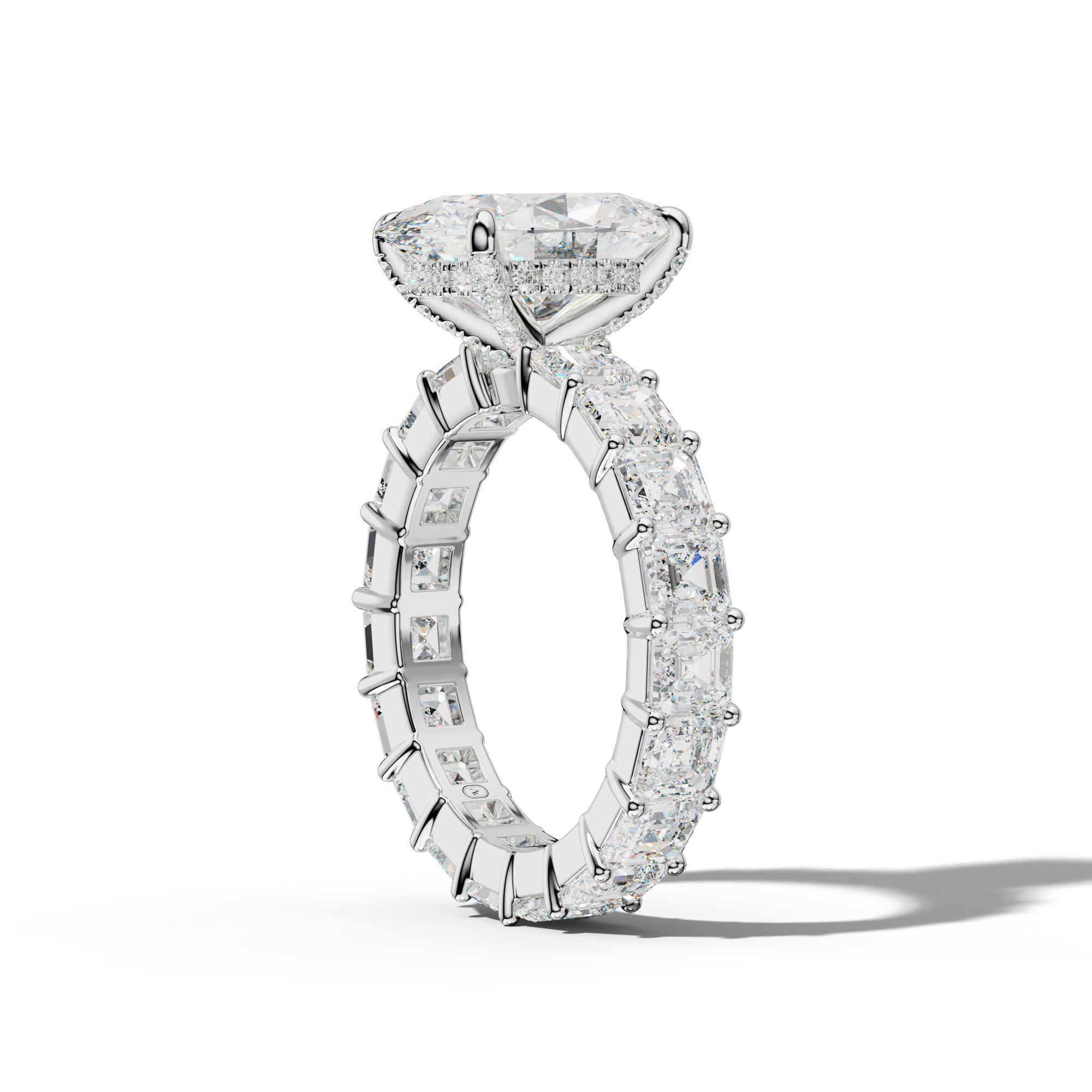 Kiara Oval Diamond Engagement Ring With Asscher Side Stones
