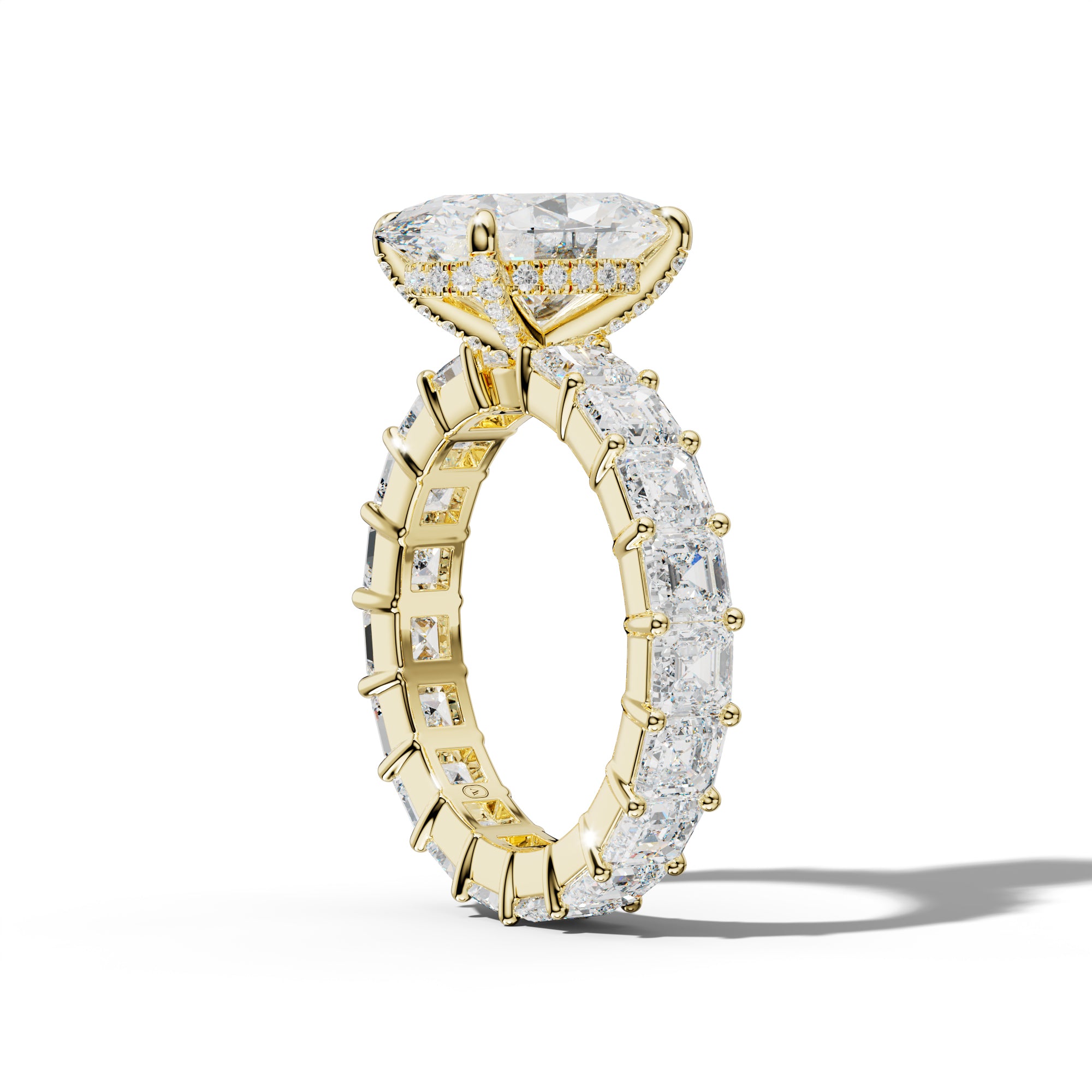 Kiara Oval Diamond Engagement Ring With Asscher Side Stones