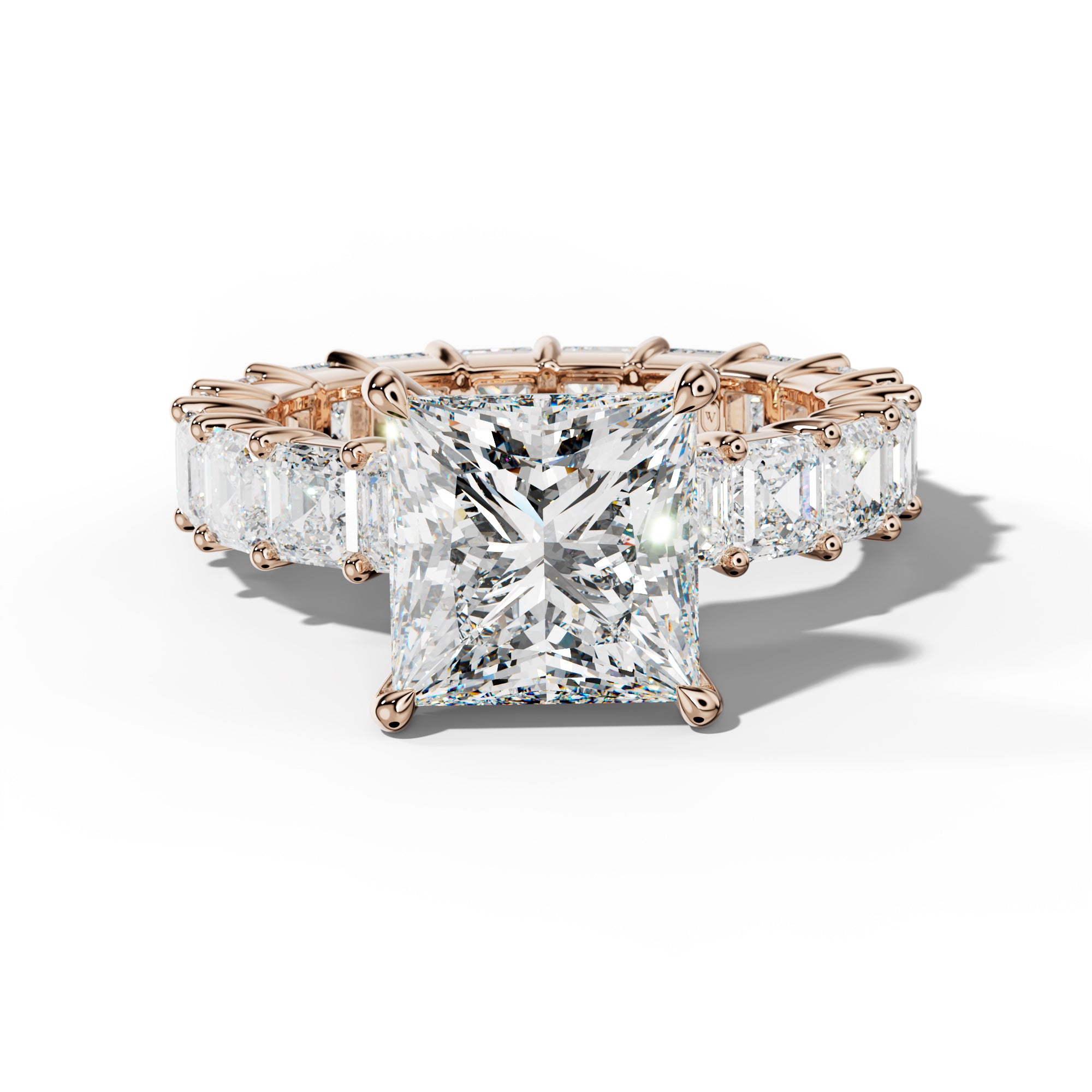 Kiara Princess Cut Engagement Ring With Asscher Side Stones
