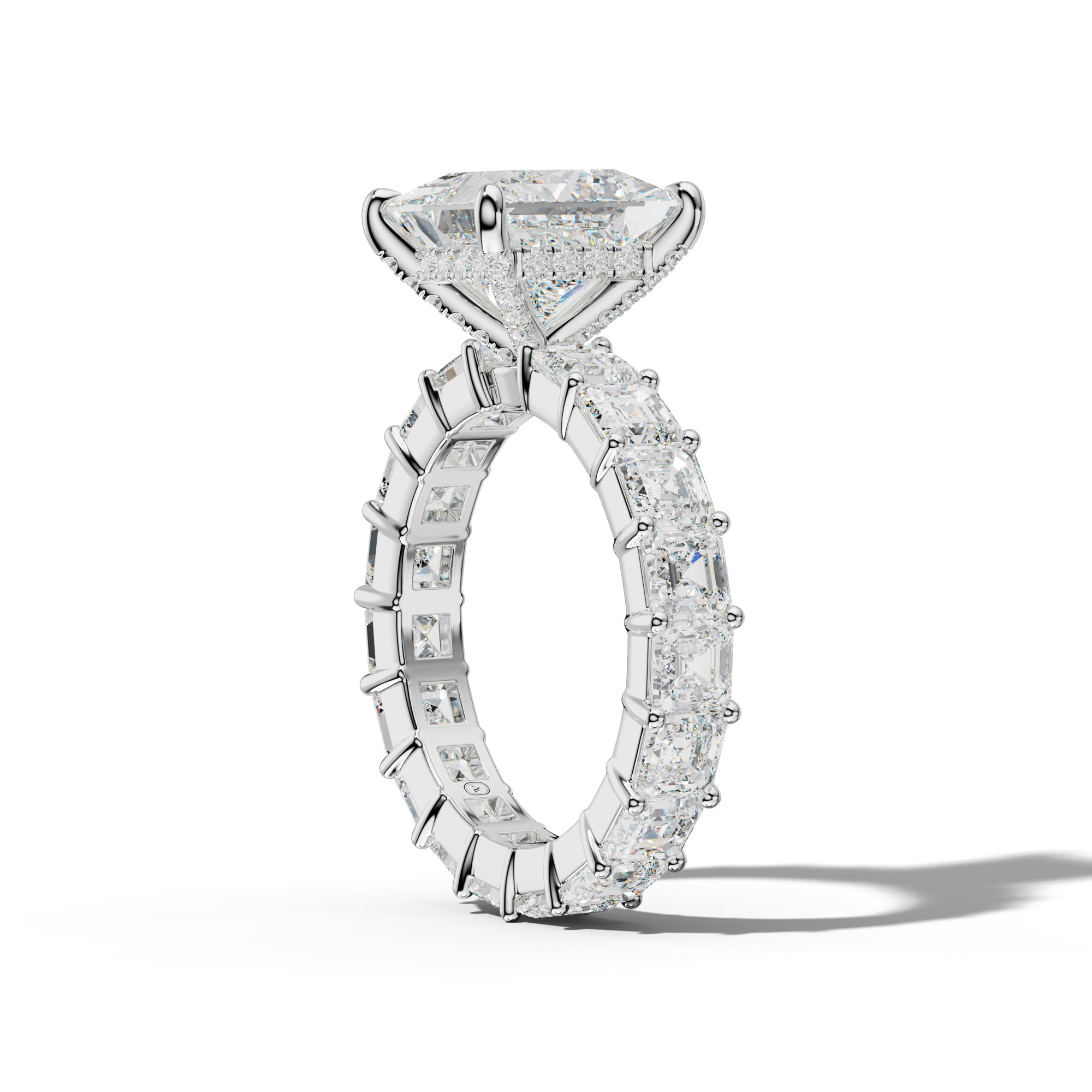 Kiara Princess Cut Engagement Ring With Asscher Side Stones