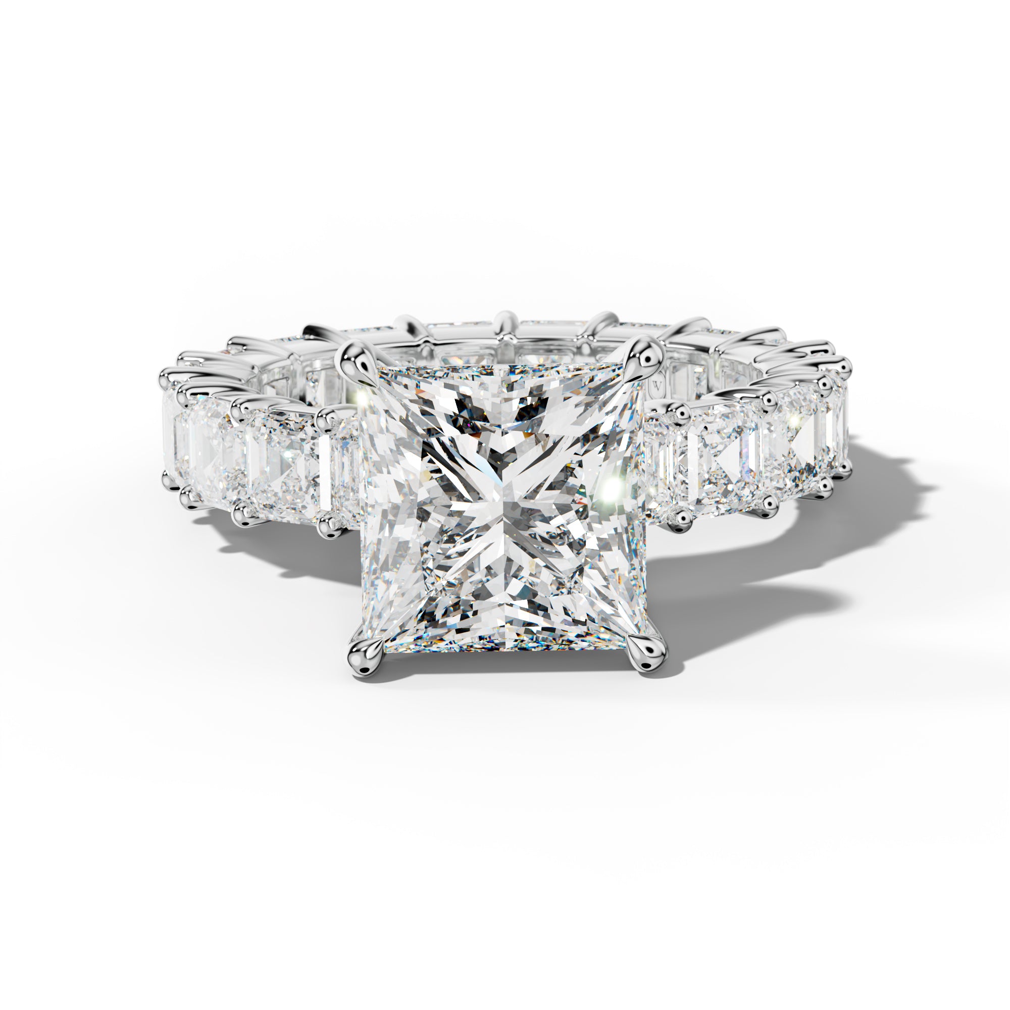 Kiara Princess Cut Engagement Ring With Asscher Side Stones