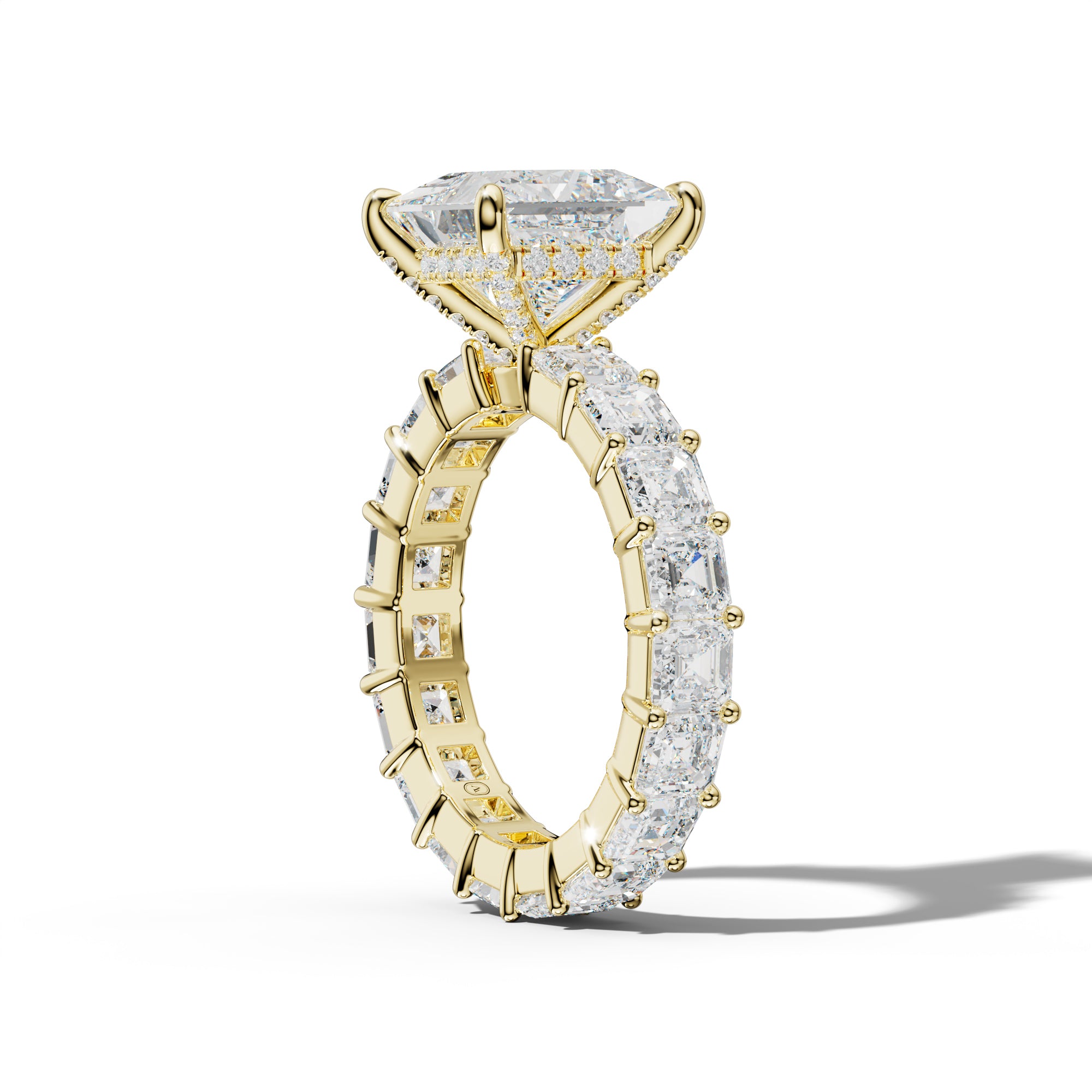 Kiara Princess Cut Engagement Ring With Asscher Side Stones