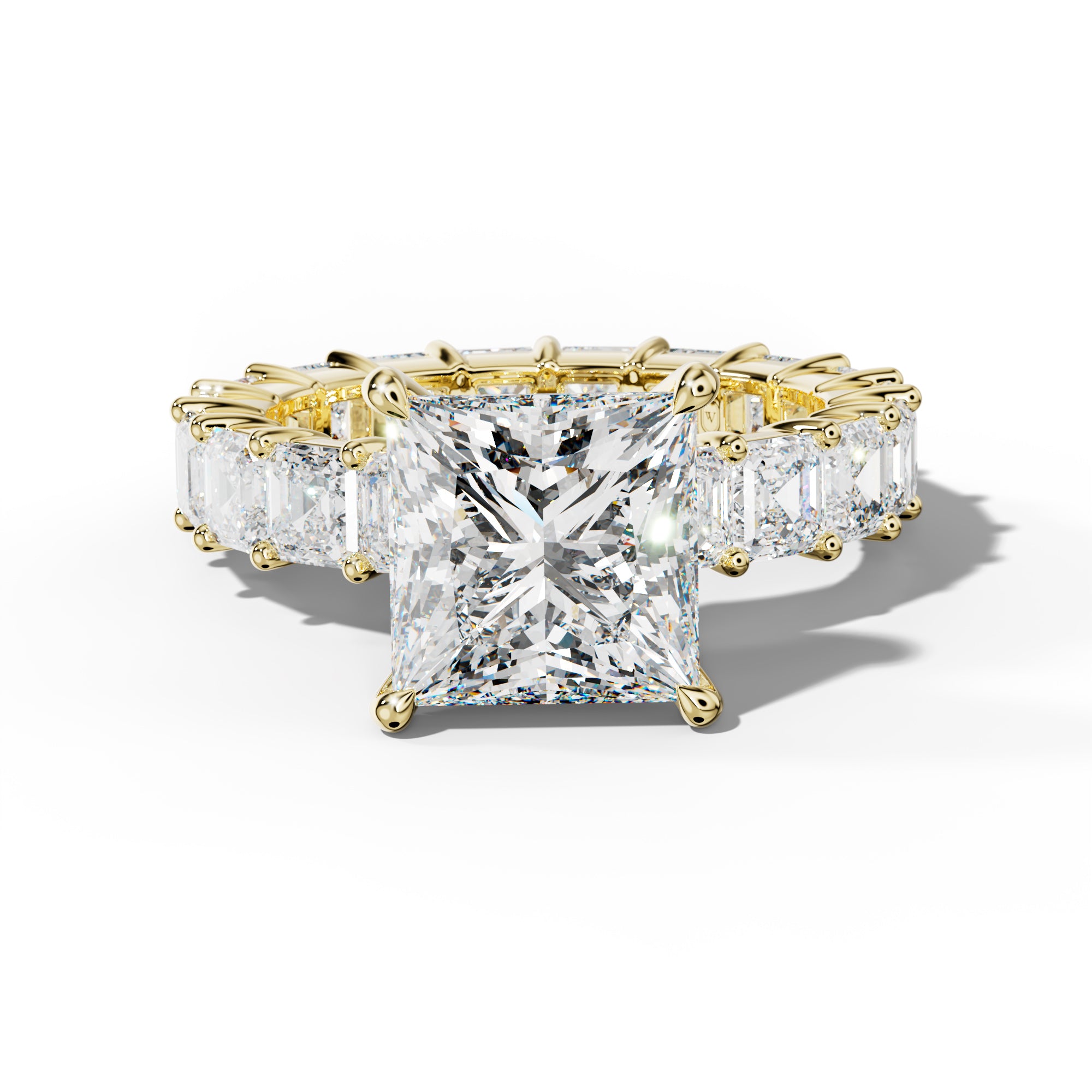 Kiara Princess Cut Engagement Ring With Asscher Side Stones