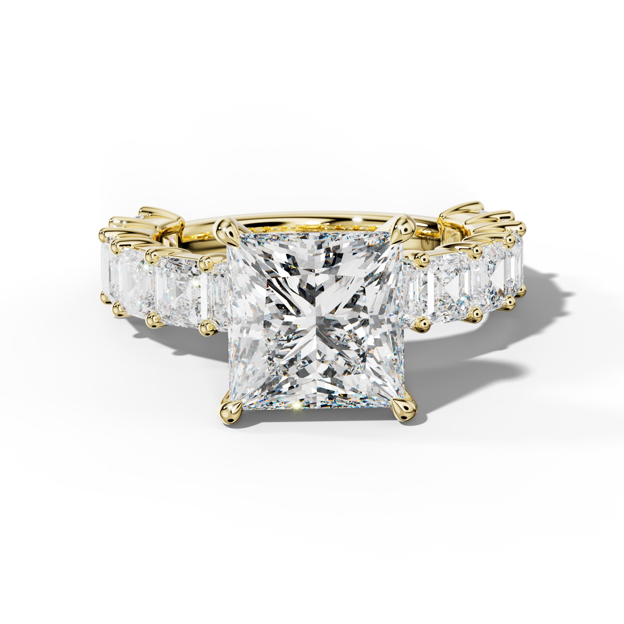 Soleil Princess Cut Engagement Ring With Asscher Side Stones
