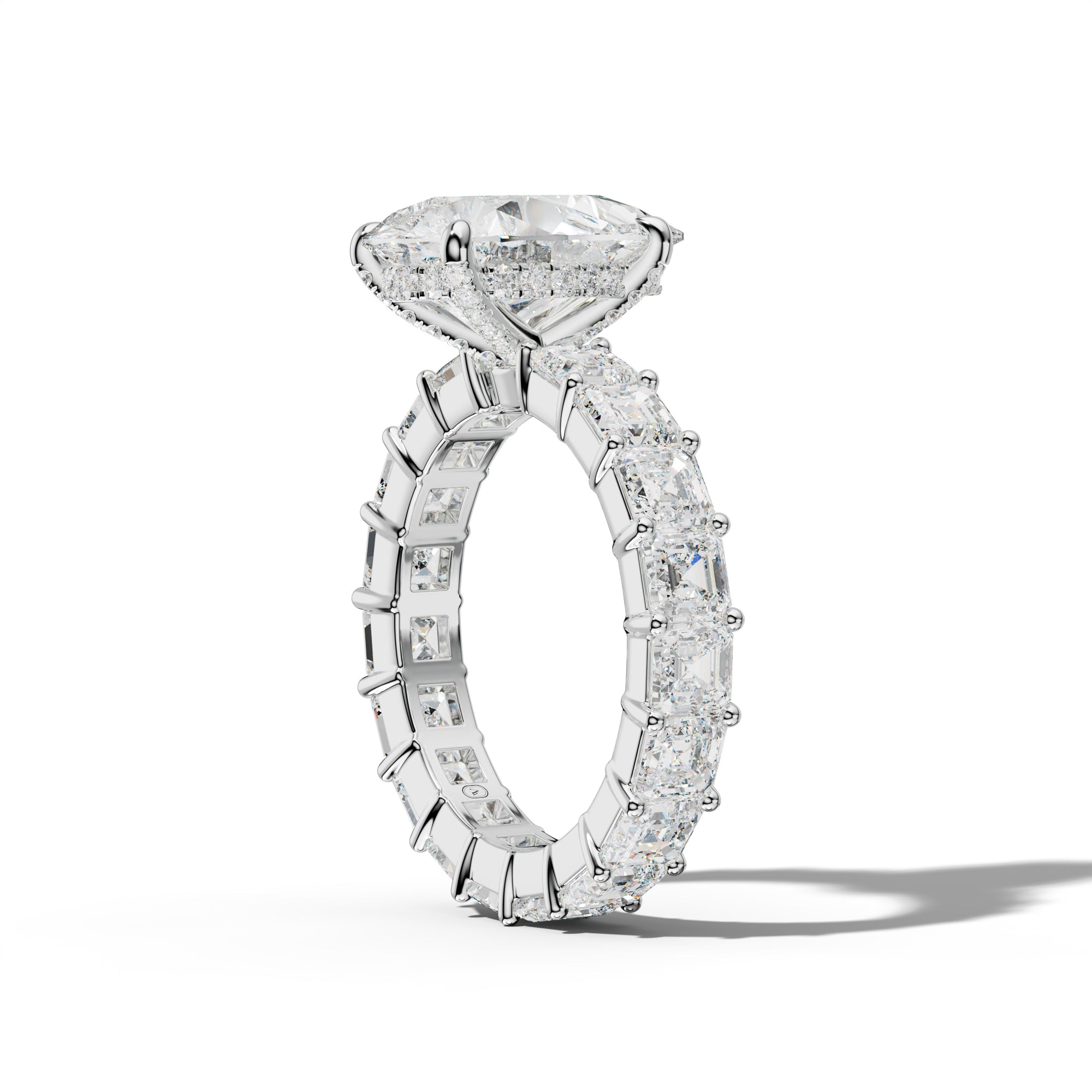 Kiara Pear Shape Engagement Ring With Asscher Side Stones