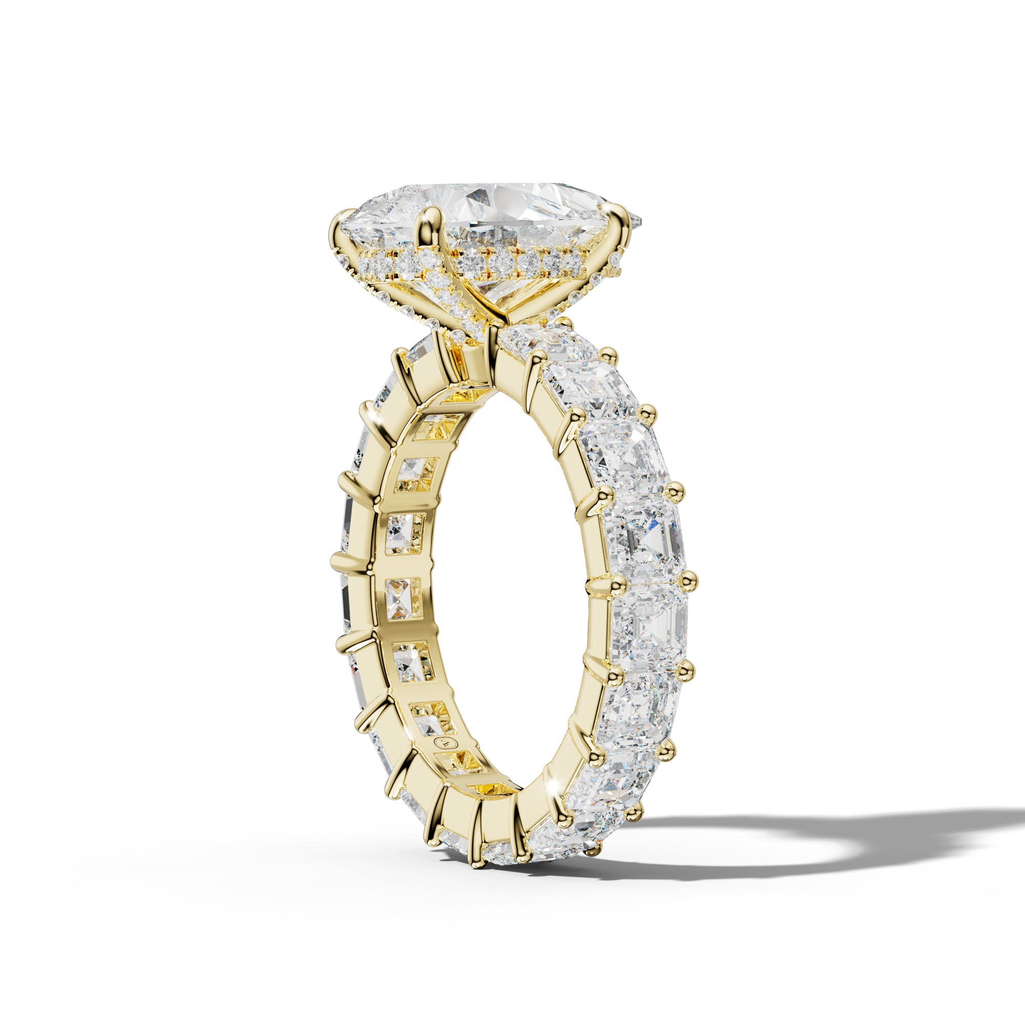 Kiara Pear Shape Engagement Ring With Asscher Side Stones