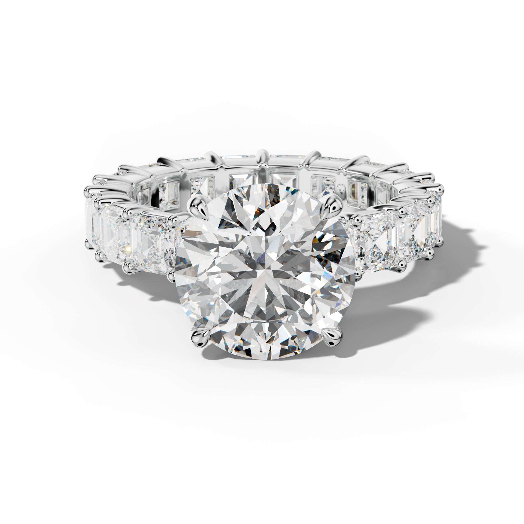 Kiara Round Diamond Engagement Ring With Asscher Side Stones