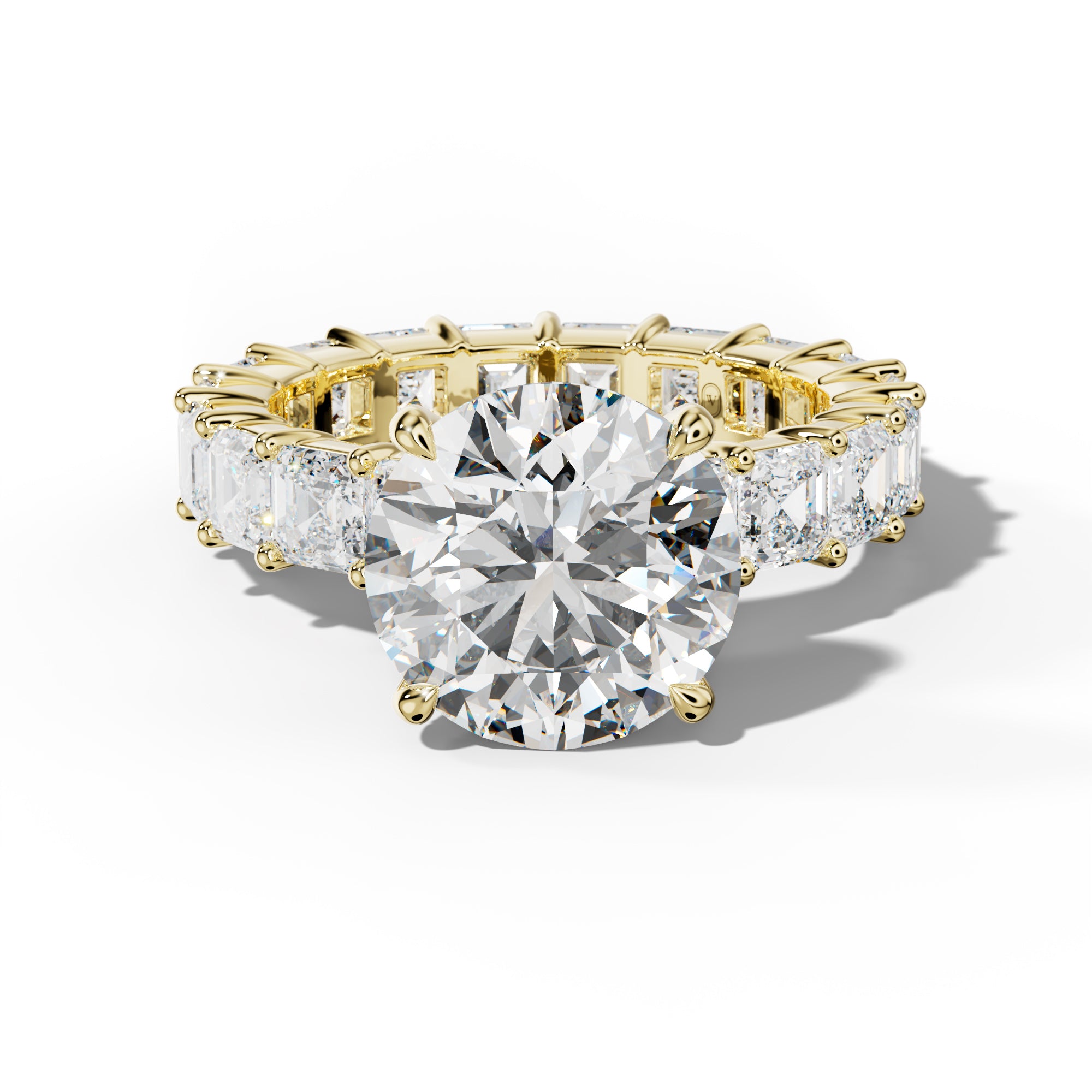 Kiara Round Diamond Engagement Ring With Asscher Side Stones