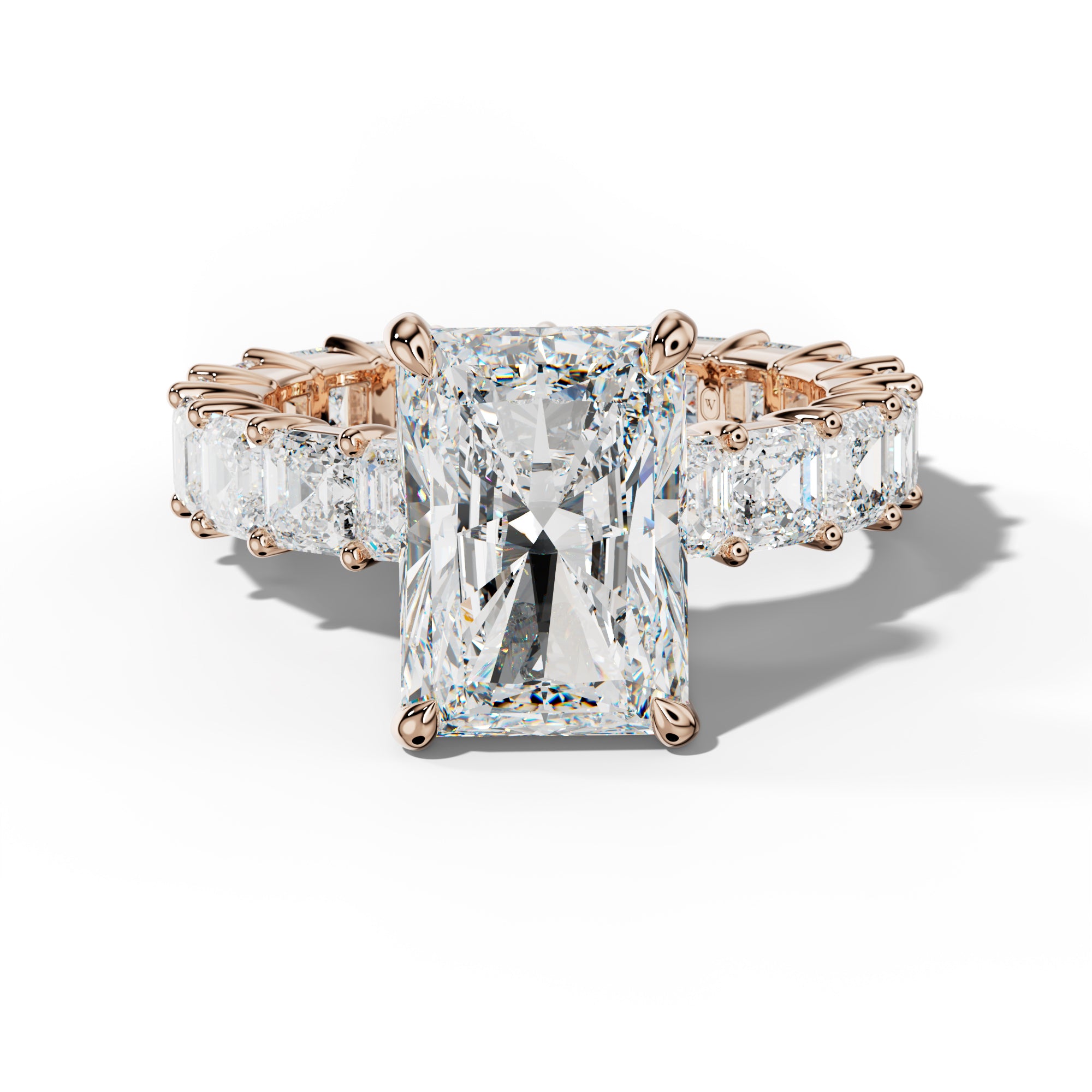 Kiara Radiant Diamond Engagement Ring With Asscher Side Stones