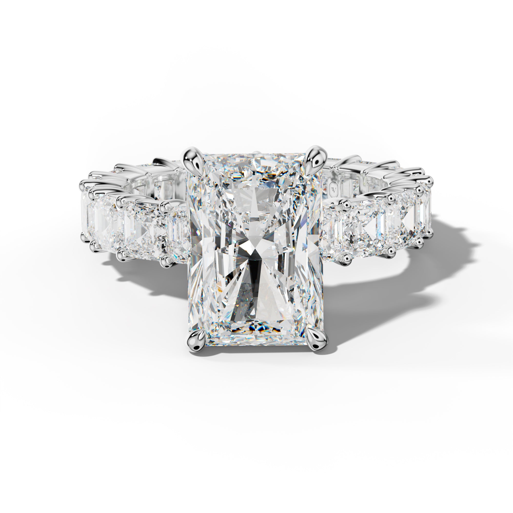 Kiara Radiant Diamond Engagement Ring With Asscher Side Stones