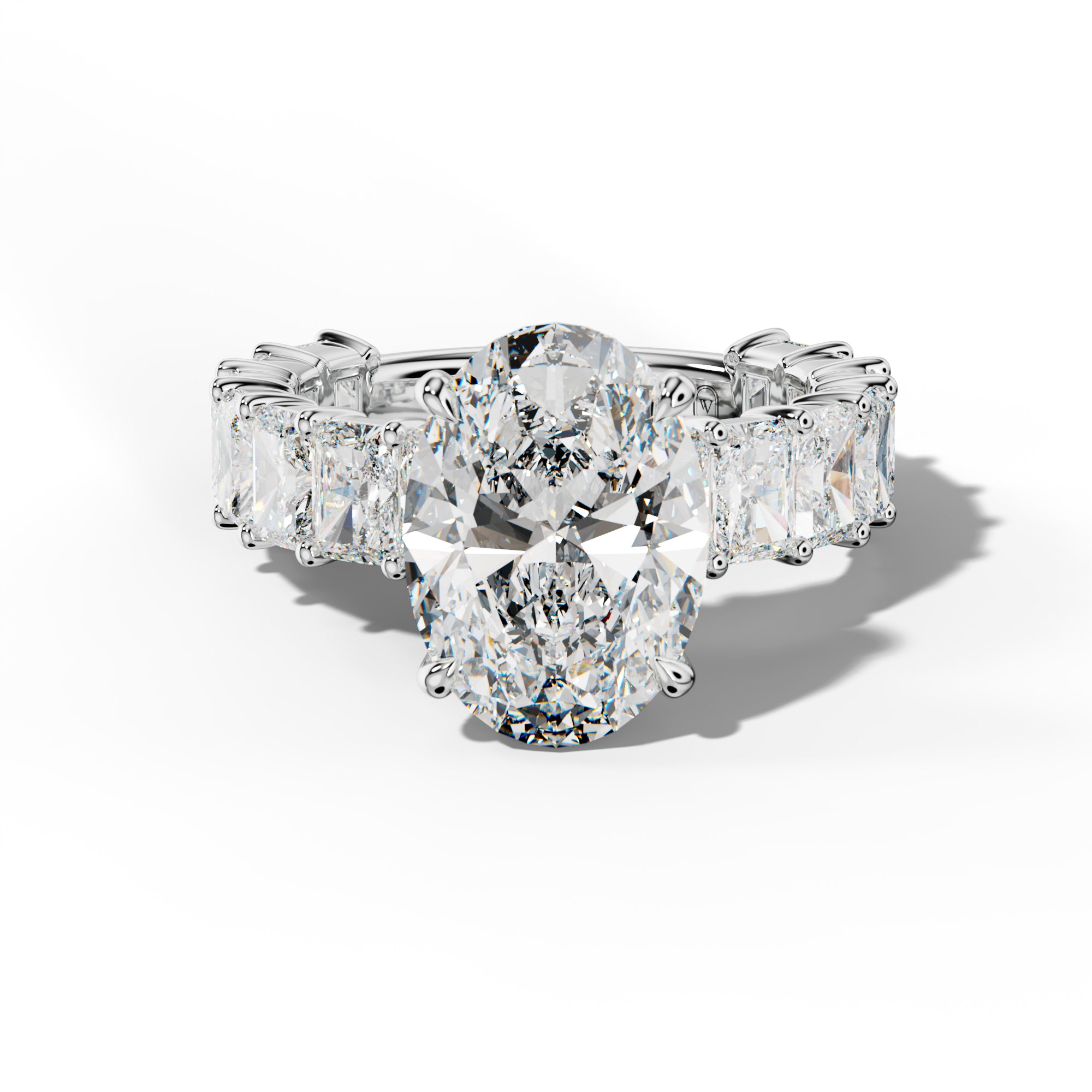 Adelina Oval Diamond Engagement Ring With Radiant Side Stones