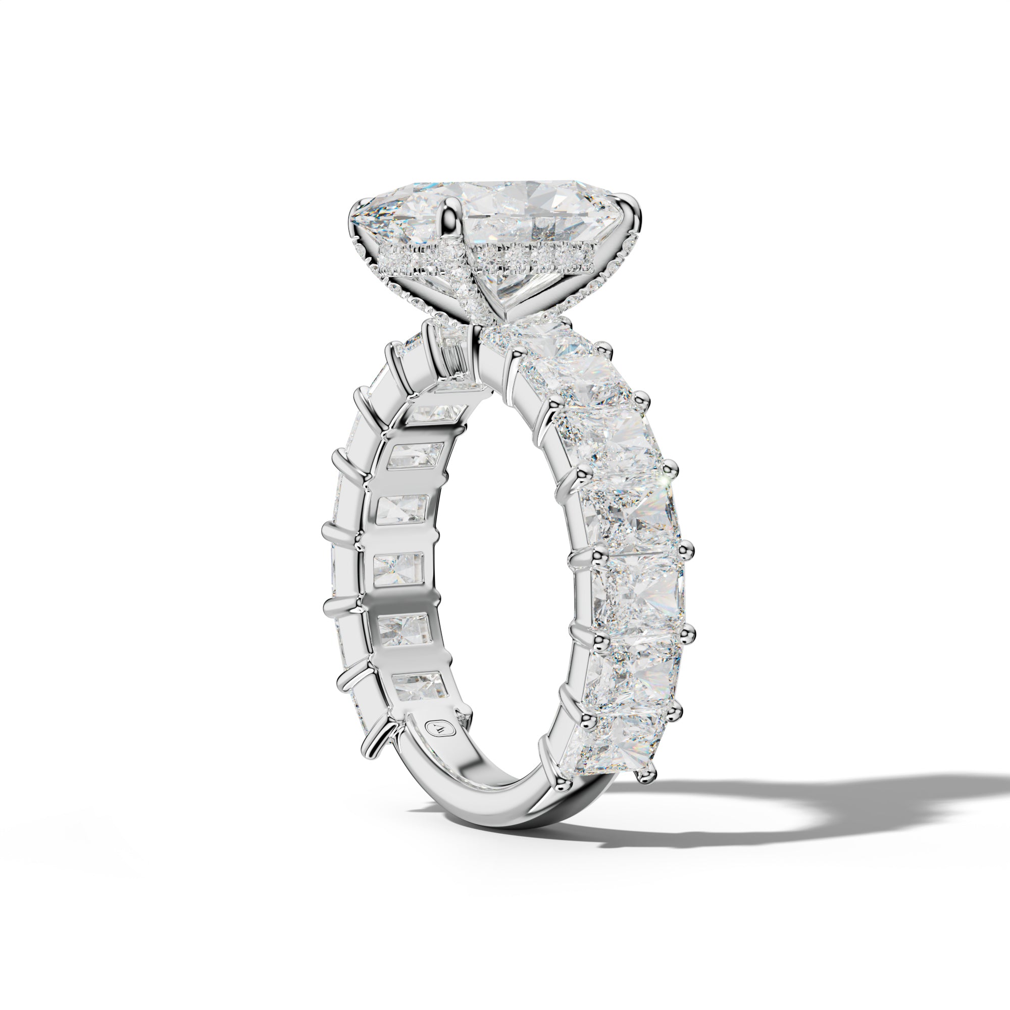 Adelina Oval Diamond Engagement Ring With Radiant Side Stones