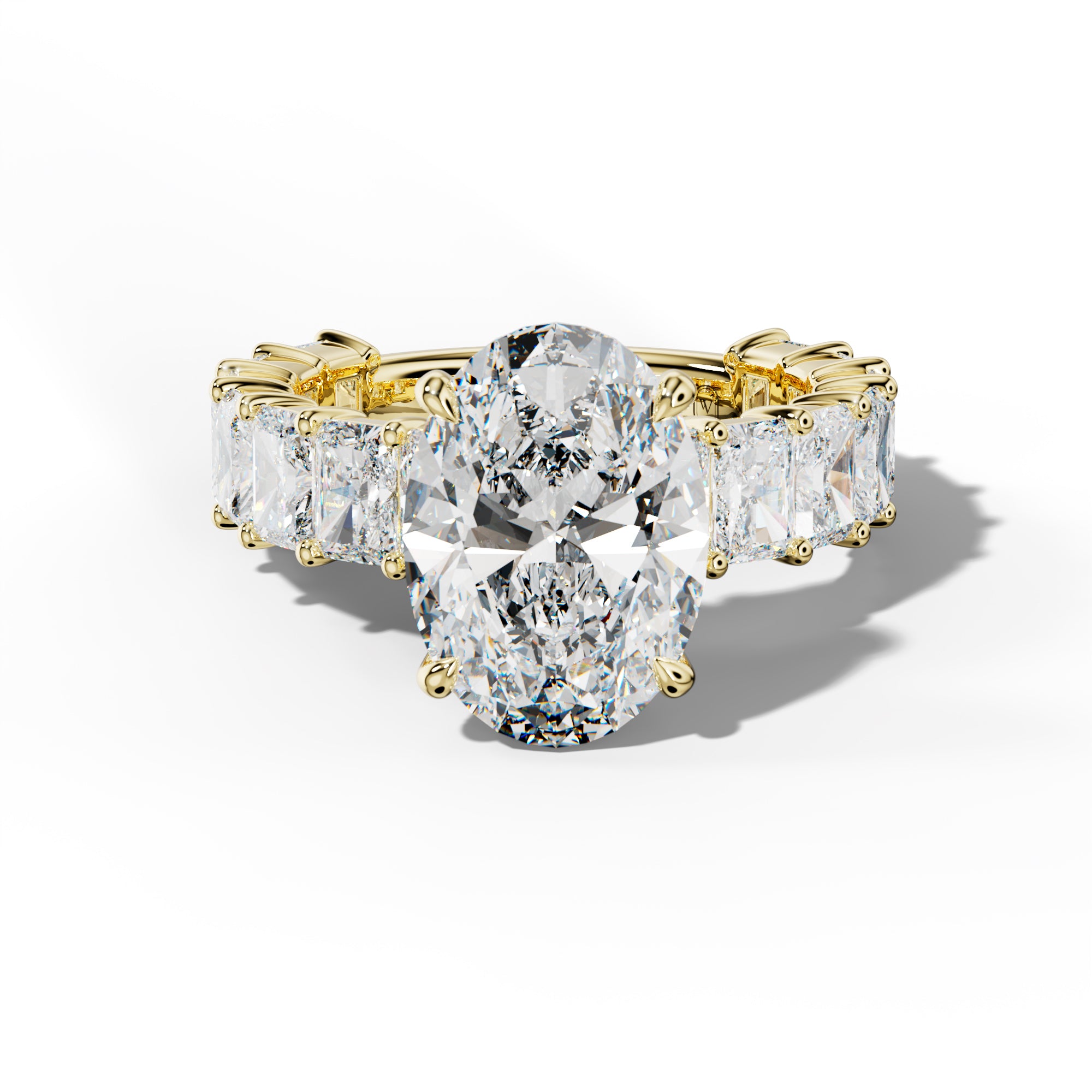 Adelina Oval Diamond Engagement Ring With Radiant Side Stones