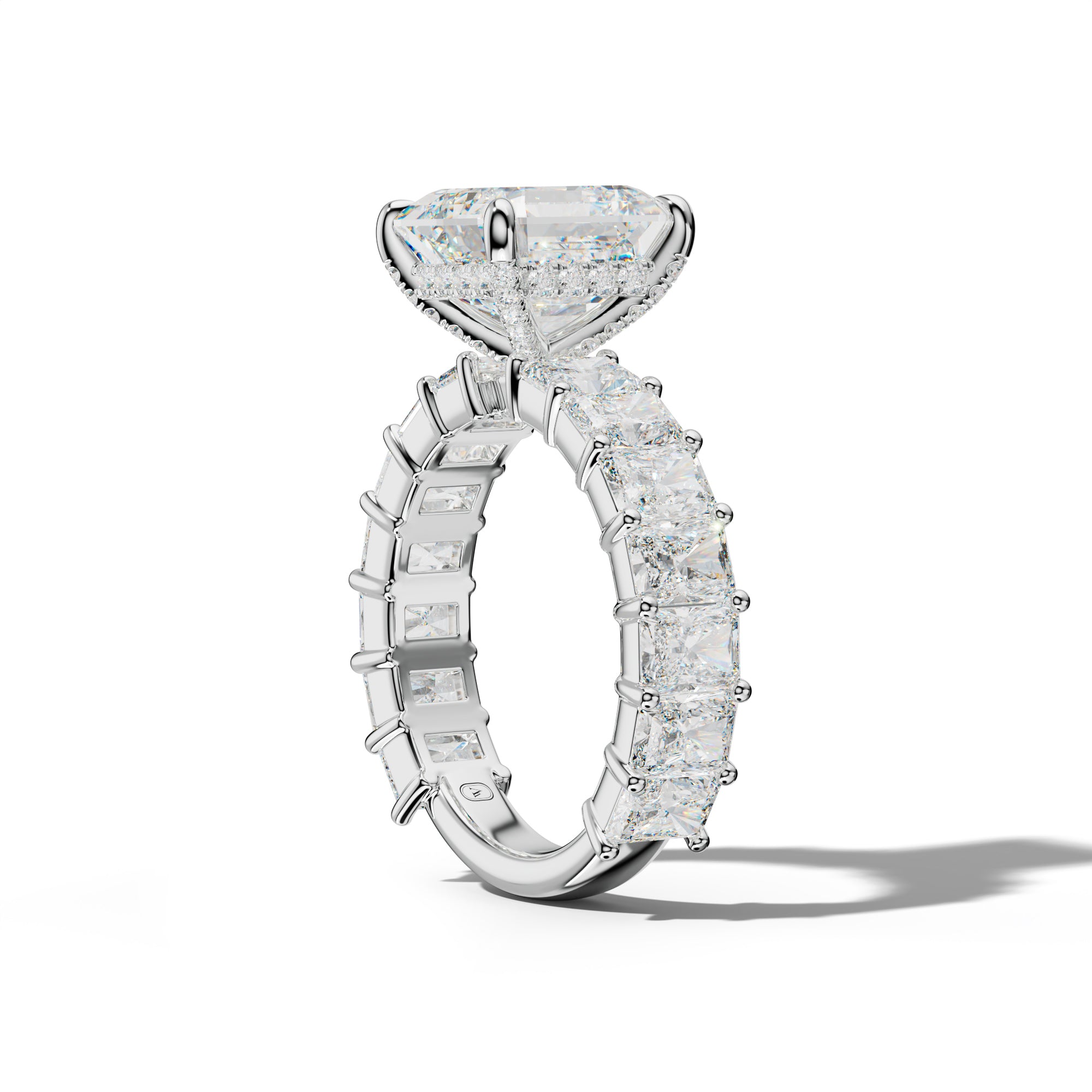 Adelina Asscher Diamond Engagement Ring With Radiant Side Stones