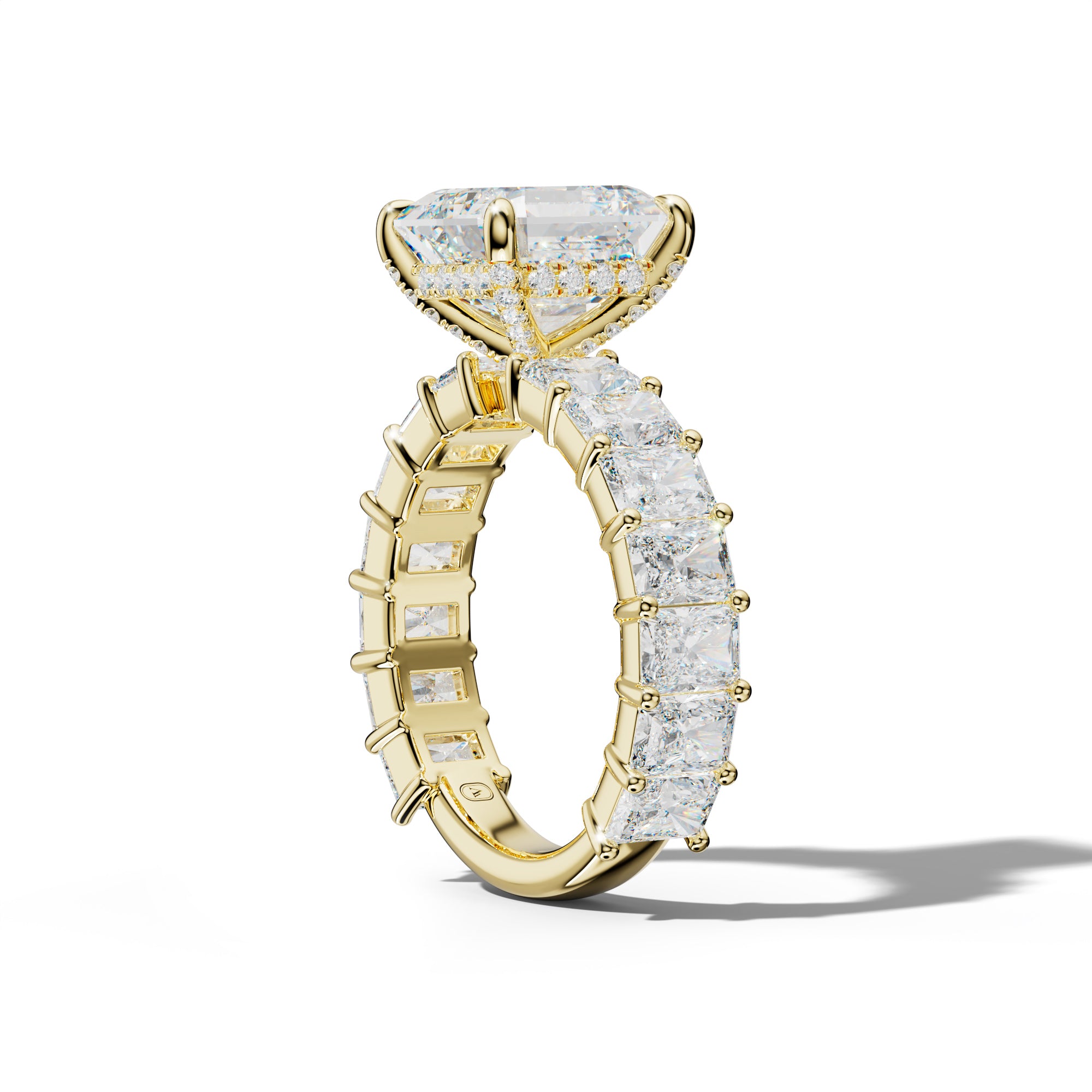 Adelina Asscher Diamond Engagement Ring With Radiant Side Stones