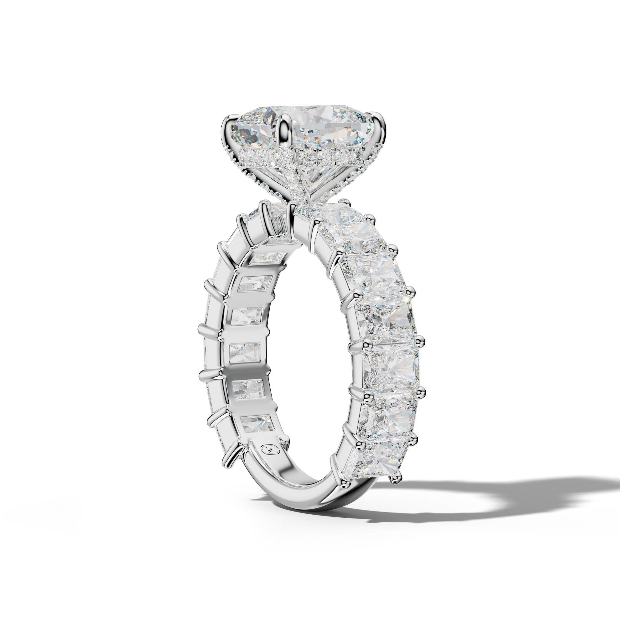 Adelina Cushion Diamond Engagement Ring With Radiant Side Stones