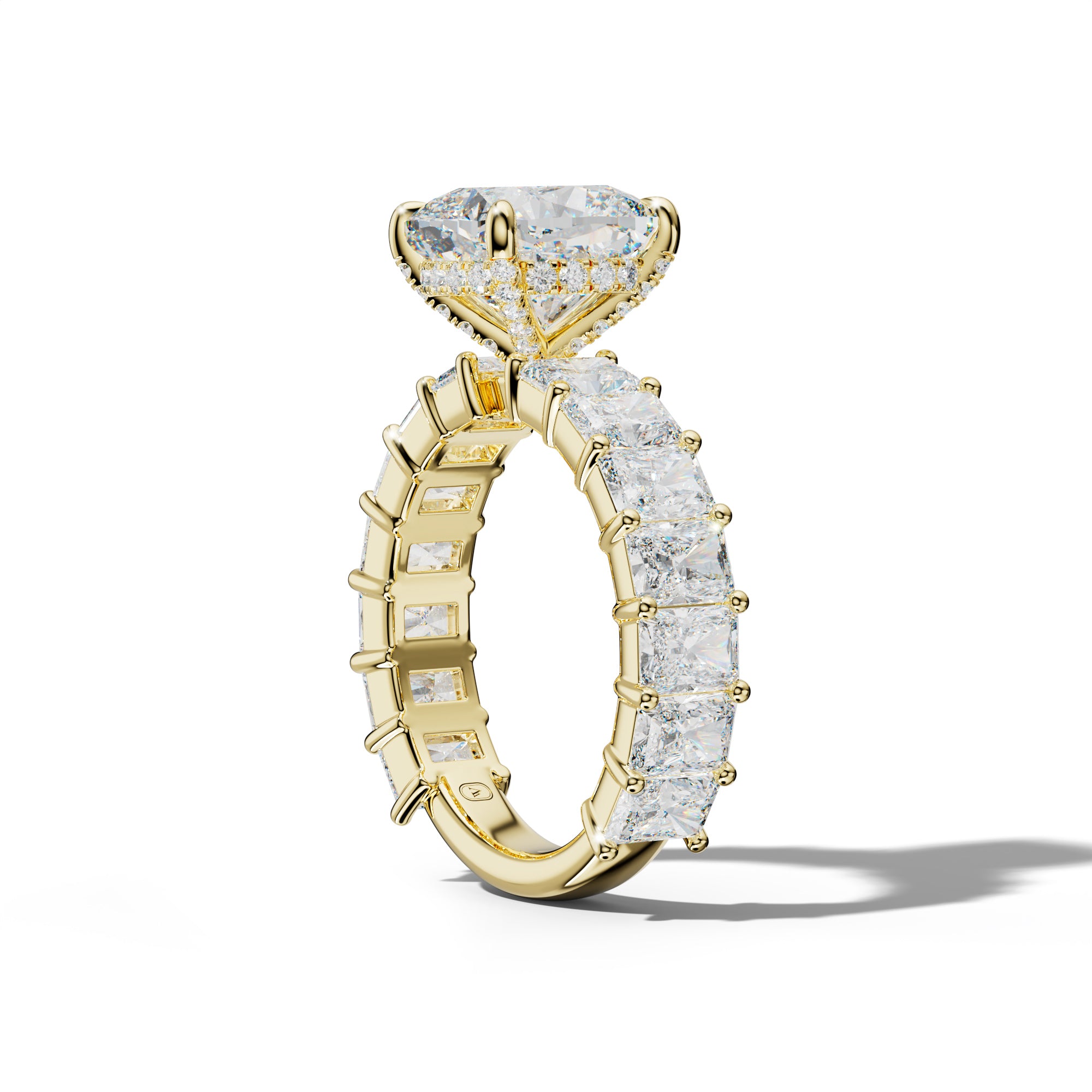 Adelina Cushion Diamond Engagement Ring With Radiant Side Stones
