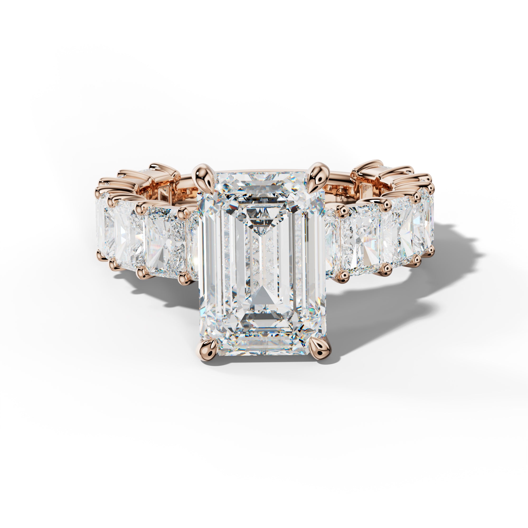 Adelina Emerald Cut Engagement Ring With Radiant Side Stones