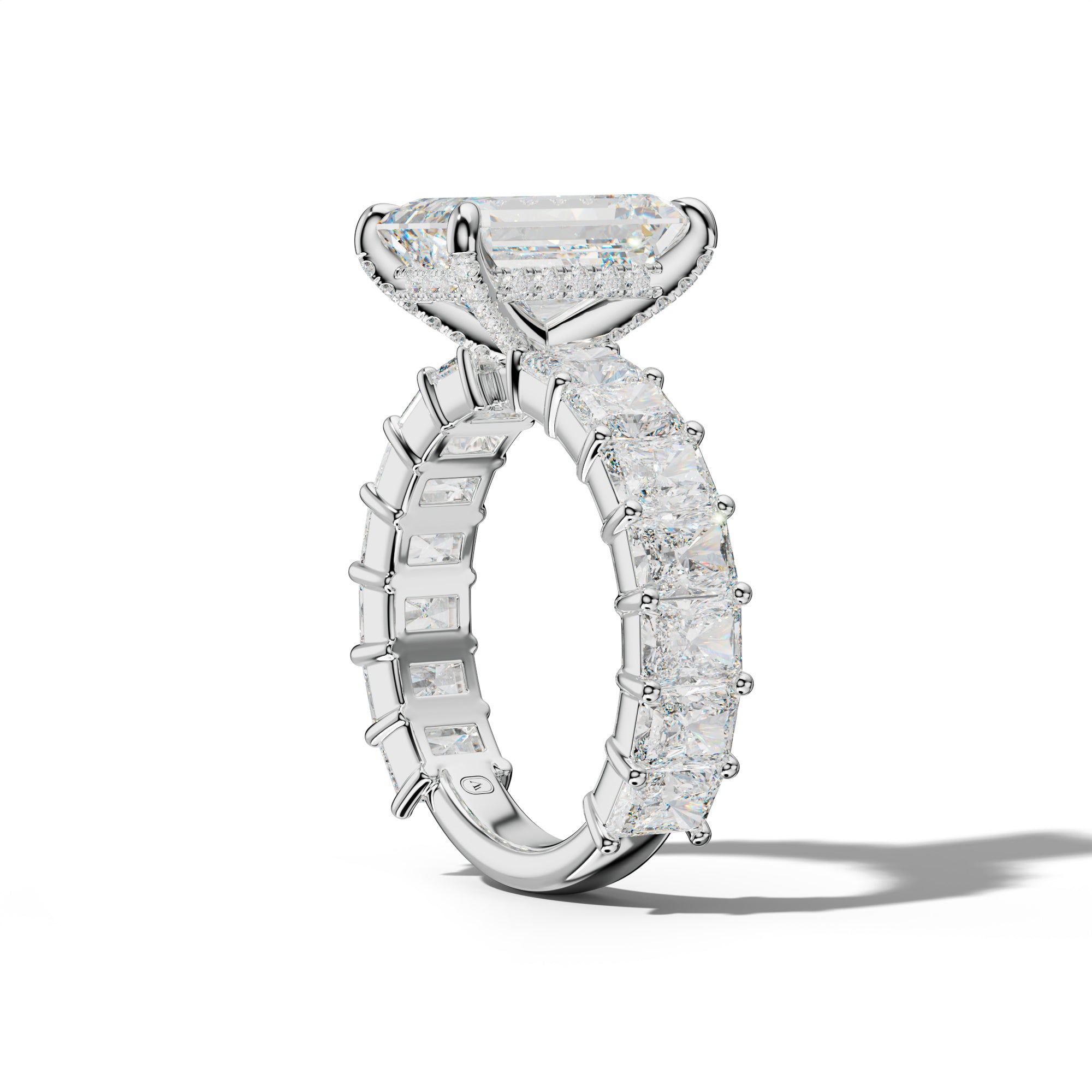 Adelina Emerald Cut Engagement Ring With Radiant Side Stones