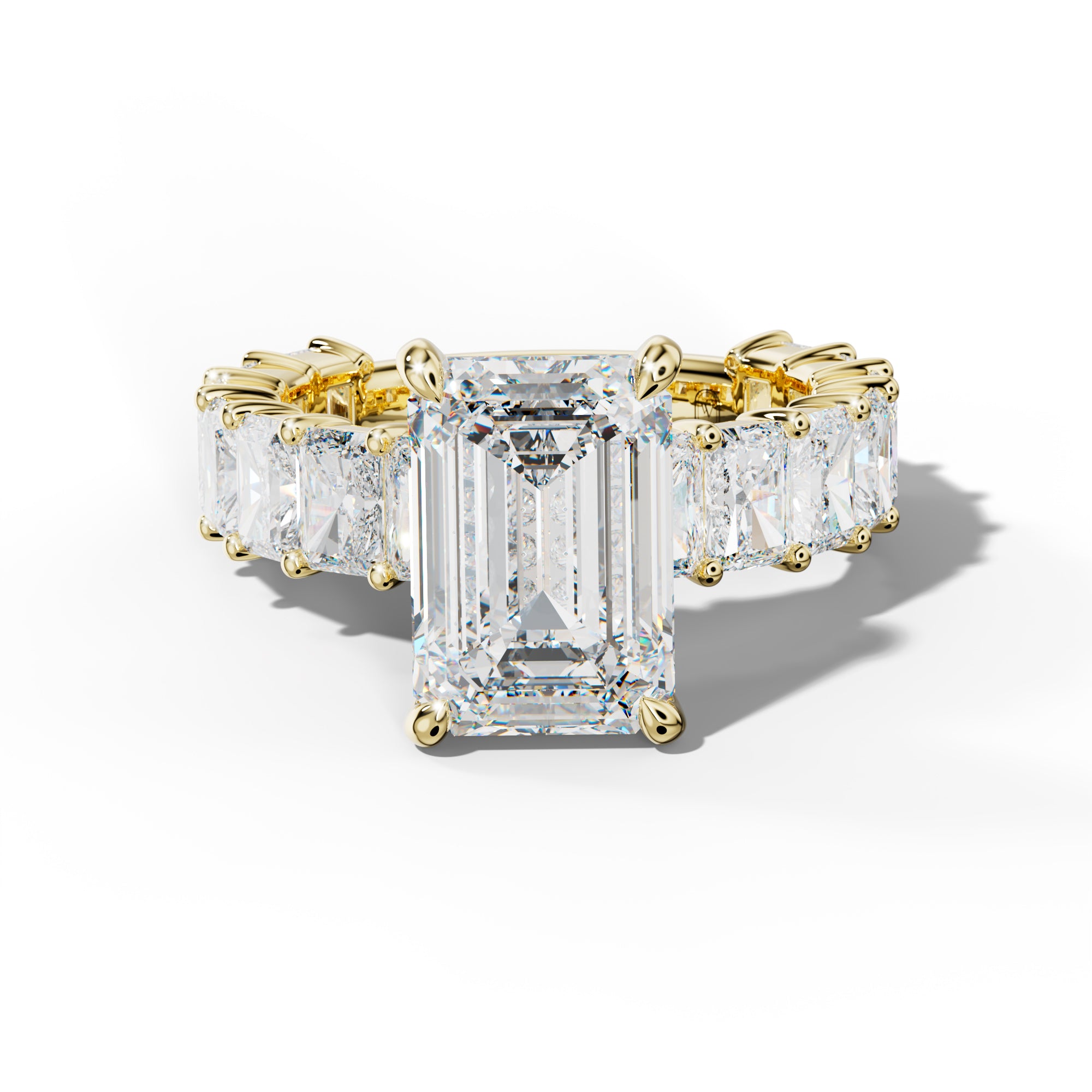 Adelina Emerald Cut Engagement Ring With Radiant Side Stones