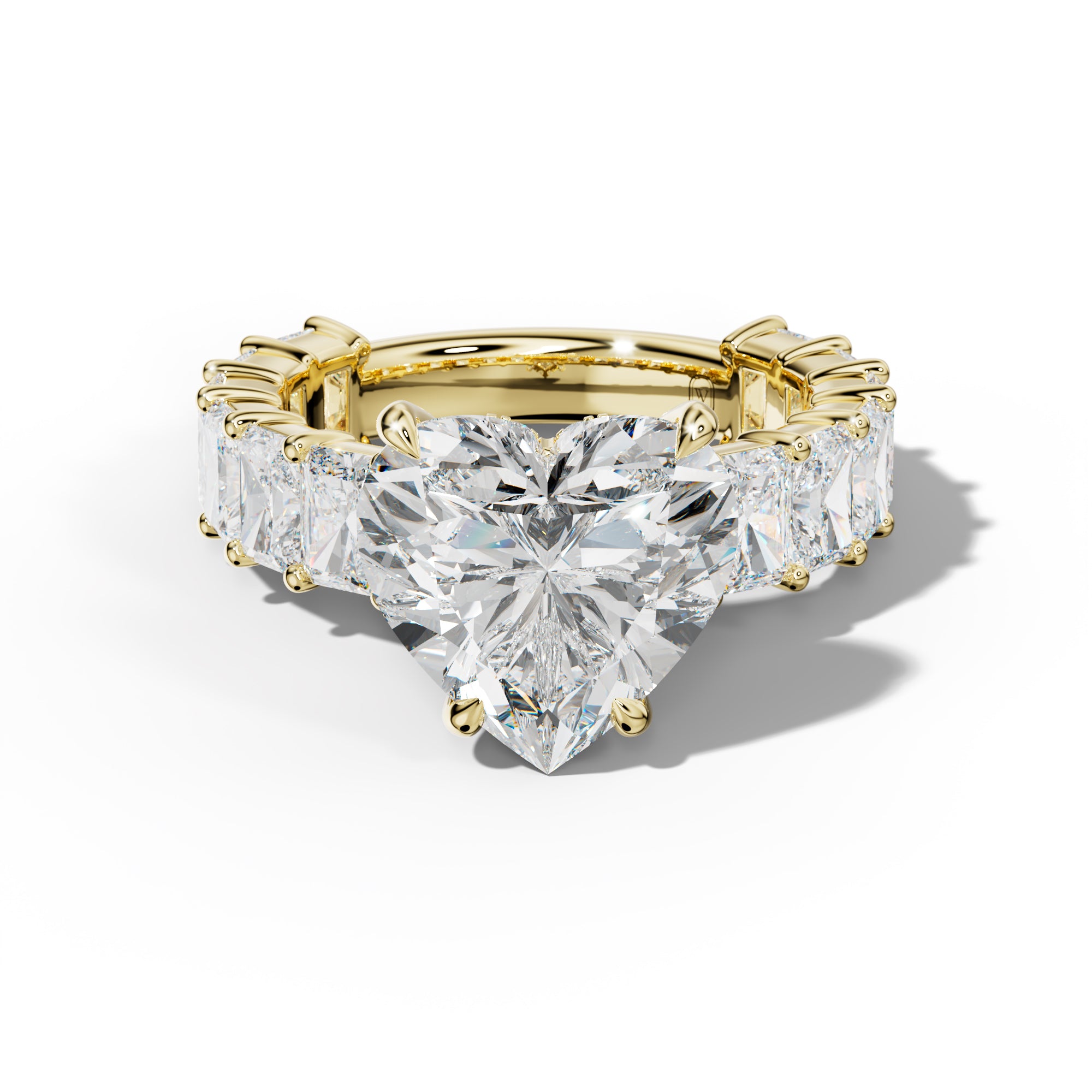 Adelina Heart Diamond Engagement Ring With Radiant Side Stones
