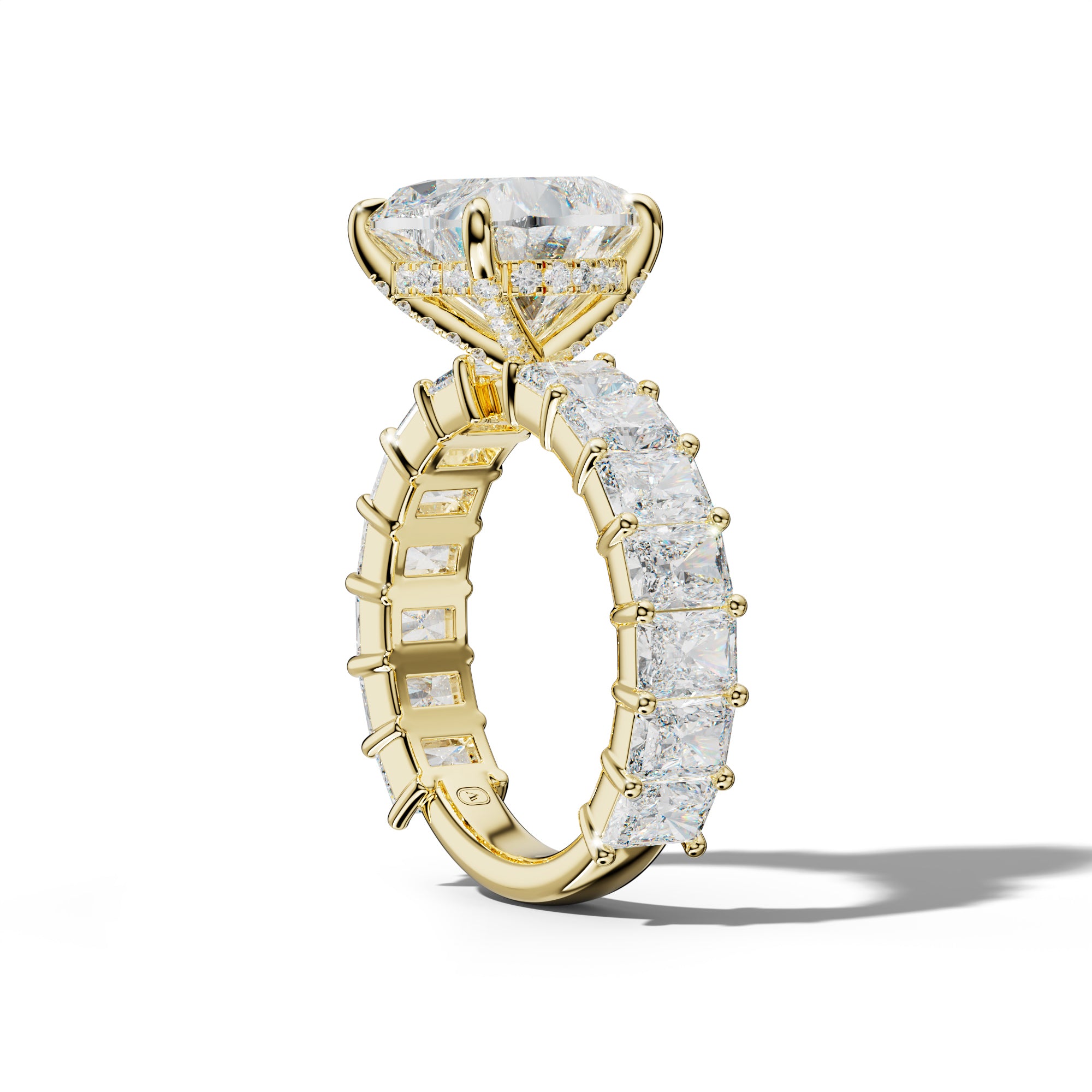 Adelina Heart Diamond Engagement Ring With Radiant Side Stones