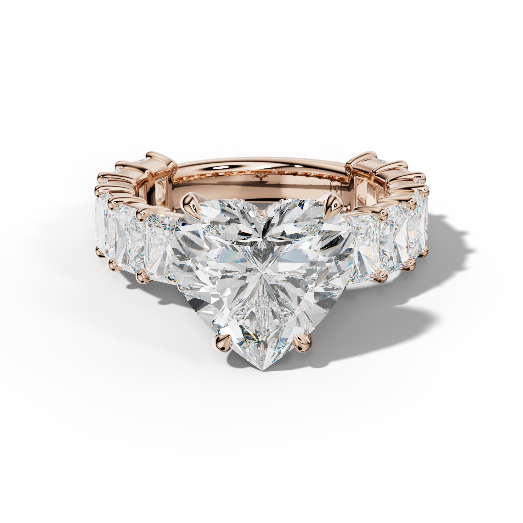 Adelina Heart Diamond Engagement Ring With Radiant Side Stones