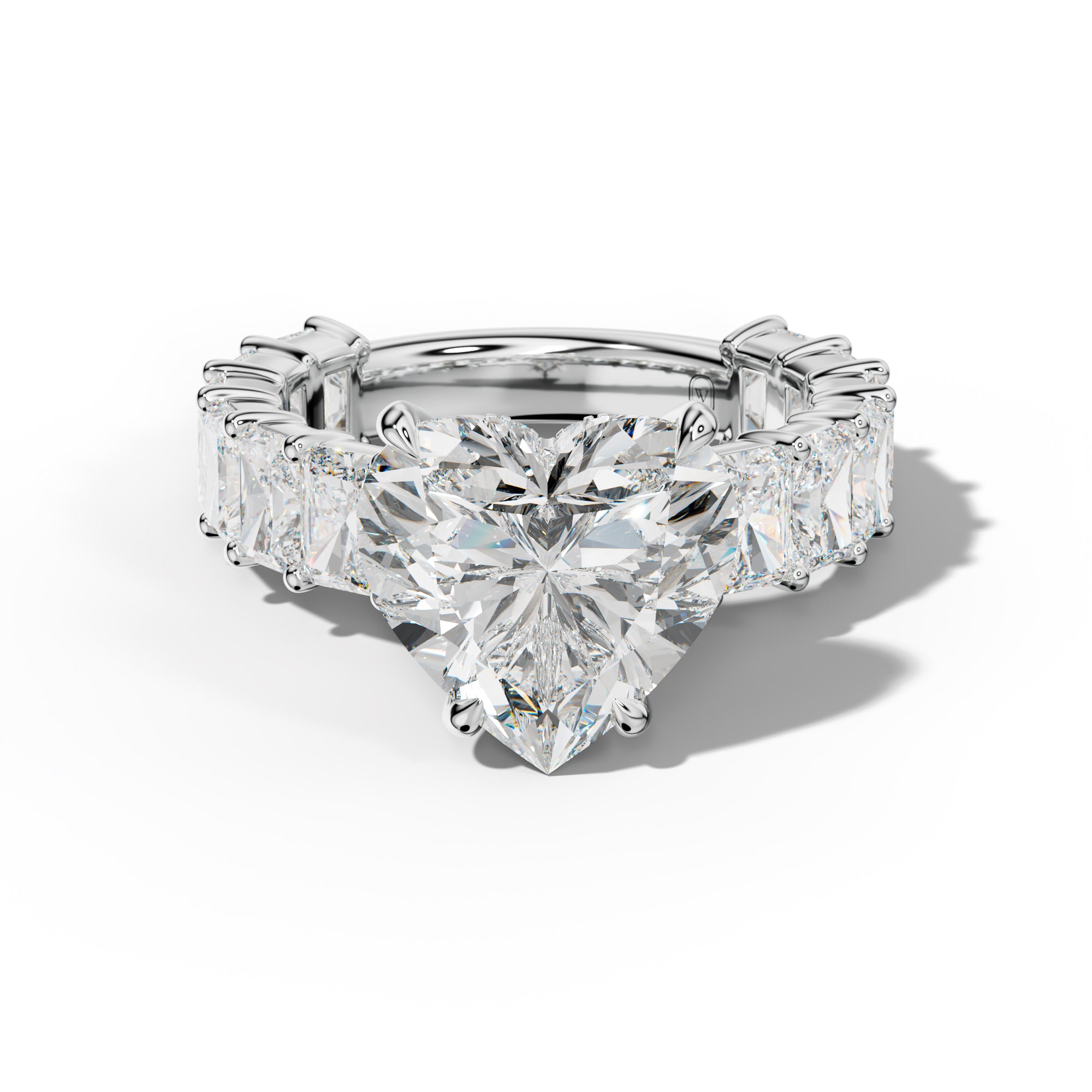 Adelina Heart Diamond Engagement Ring With Radiant Side Stones