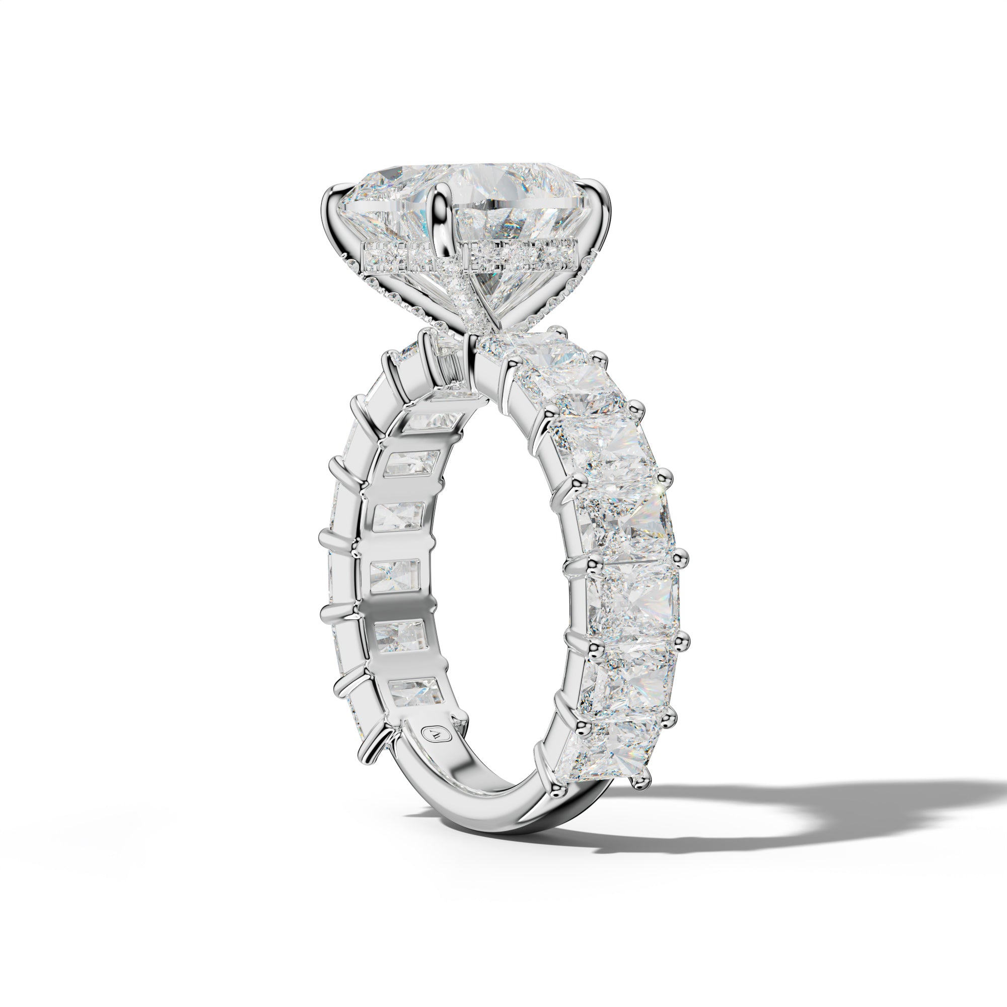 Adelina Heart Diamond Engagement Ring With Radiant Side Stones