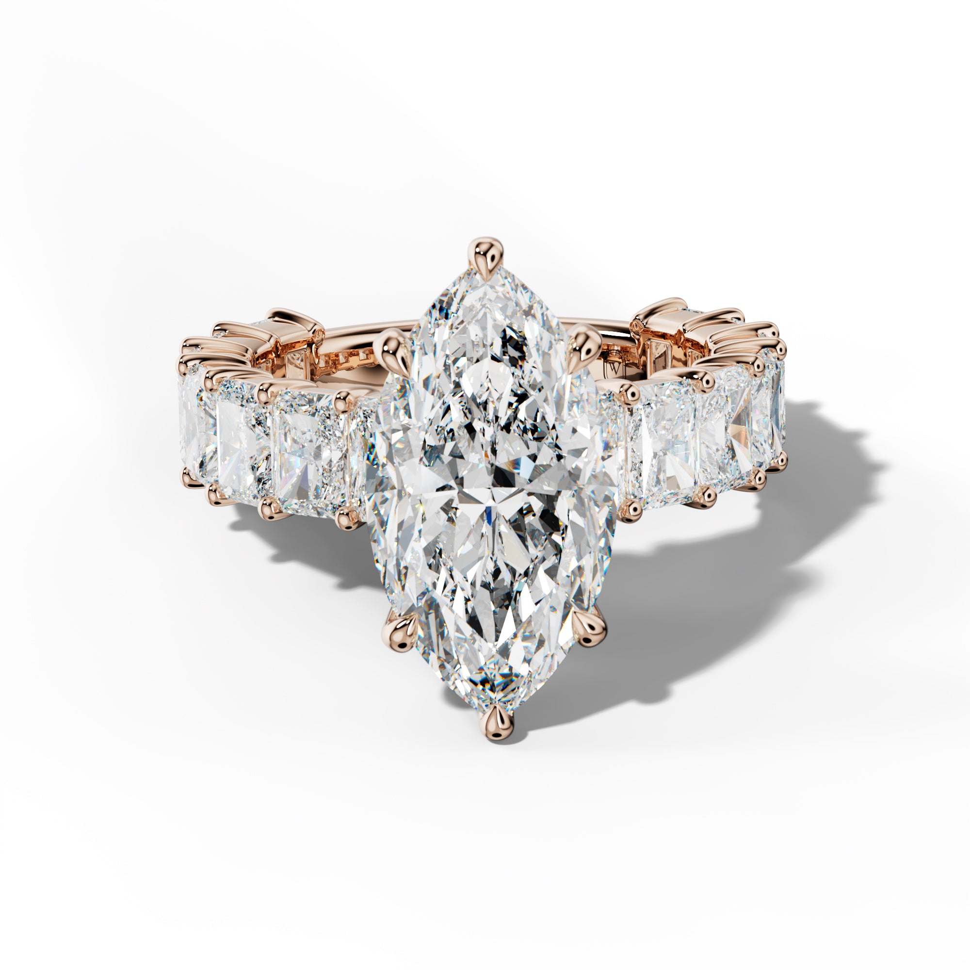 Adelina Marquise Diamond Engagement Ring With Radiant Side Stones