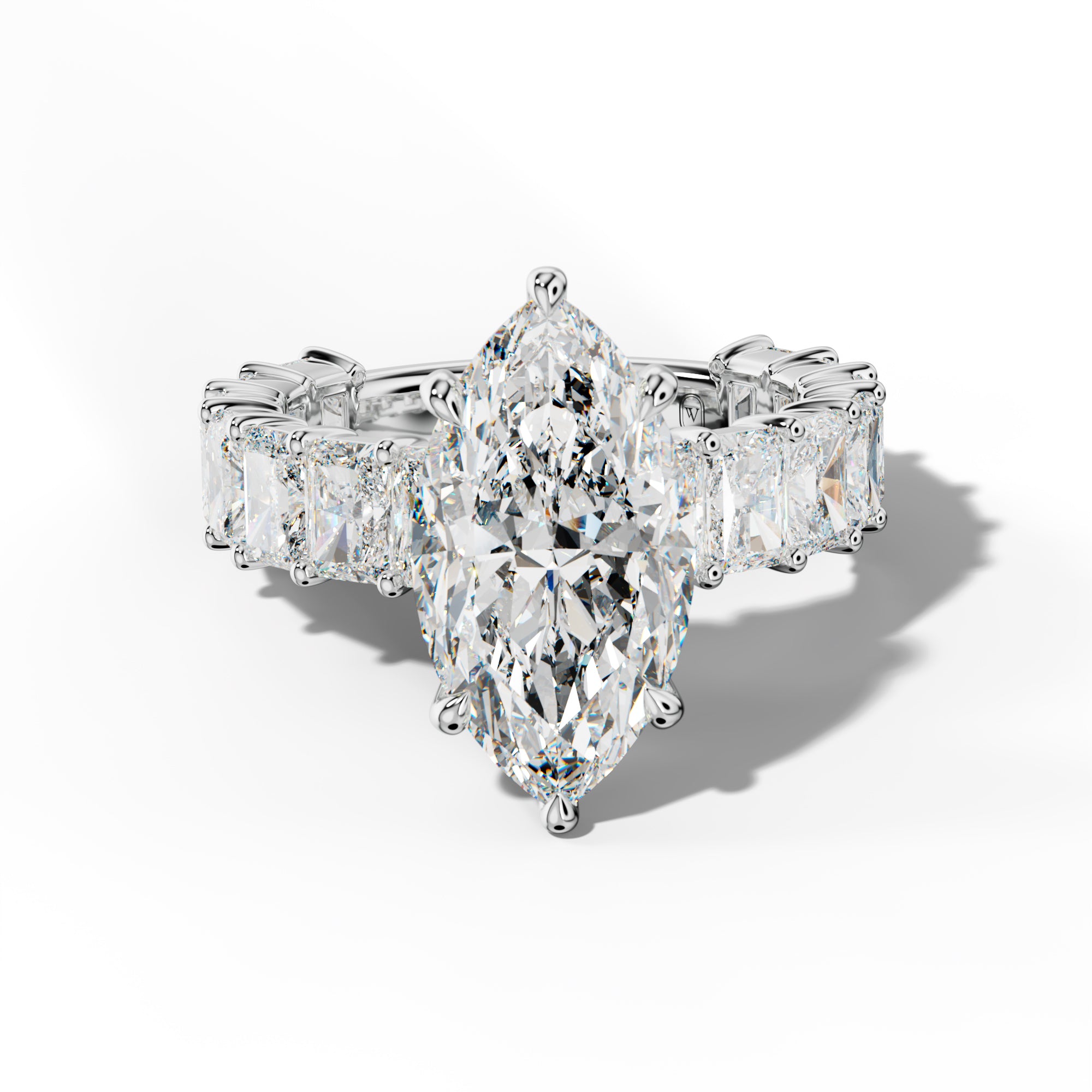 Adelina Marquise Diamond Engagement Ring With Radiant Side Stones
