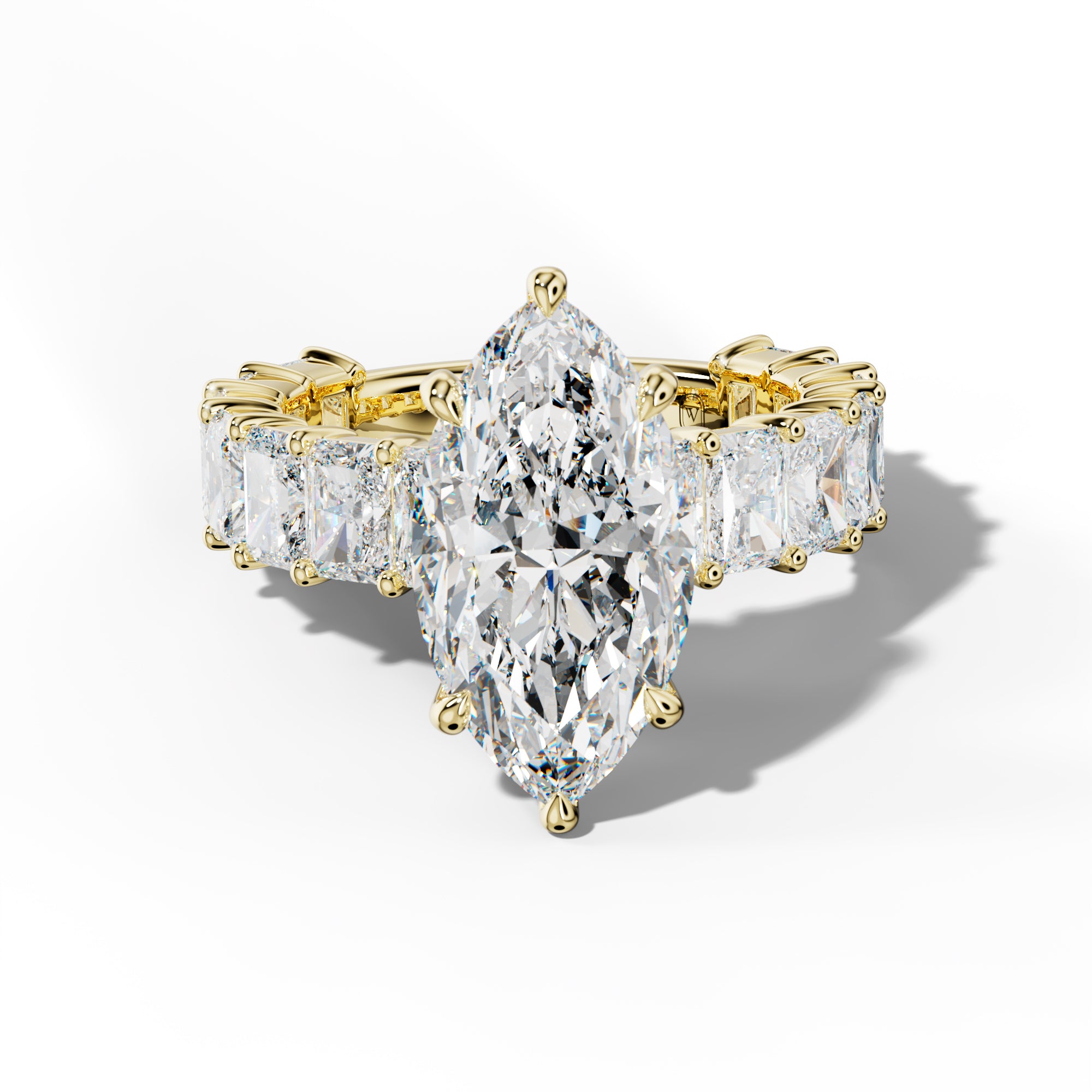 Adelina Marquise Diamond Engagement Ring With Radiant Side Stones