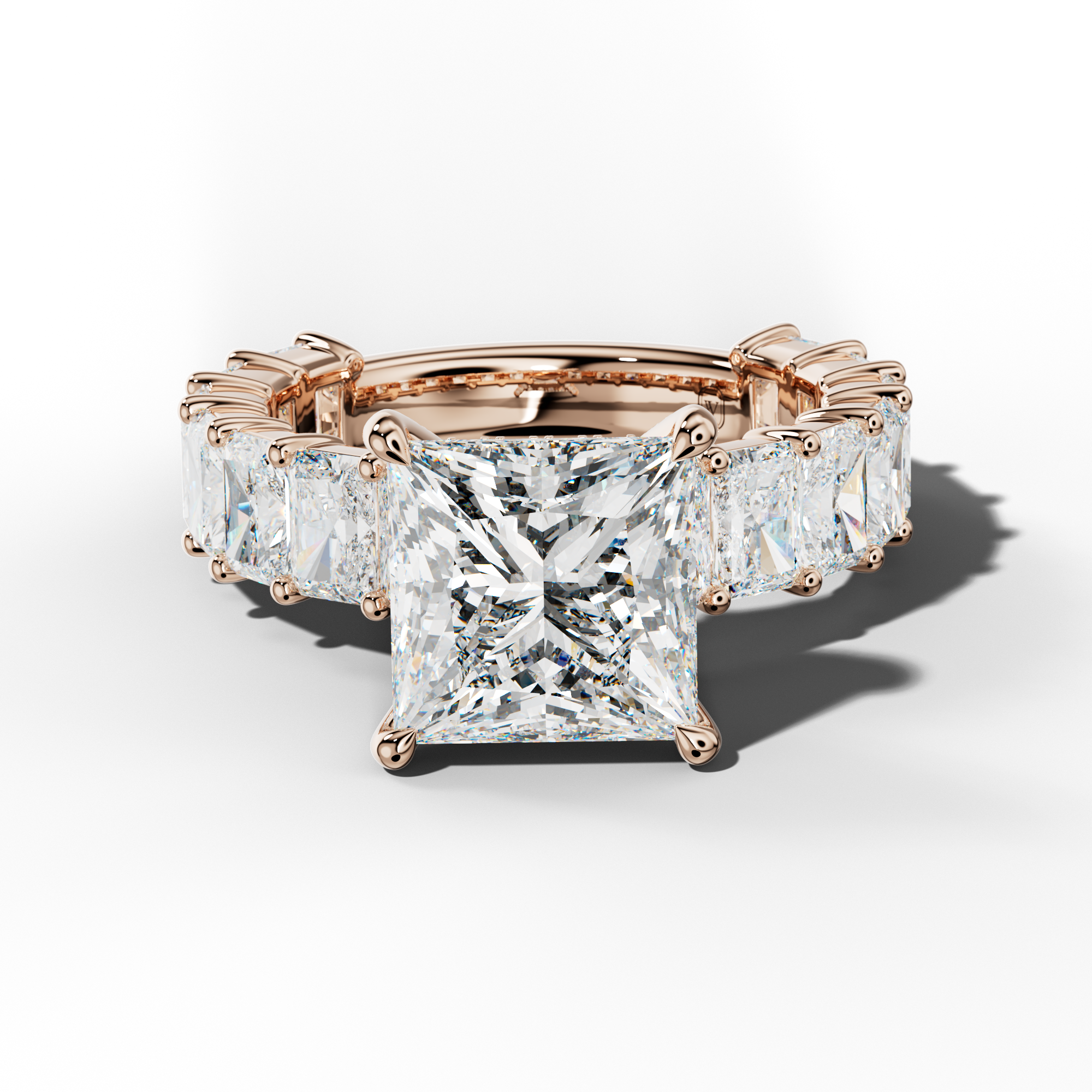 Adelina Princess Cut Engagement Ring With Radiant Side Stones
