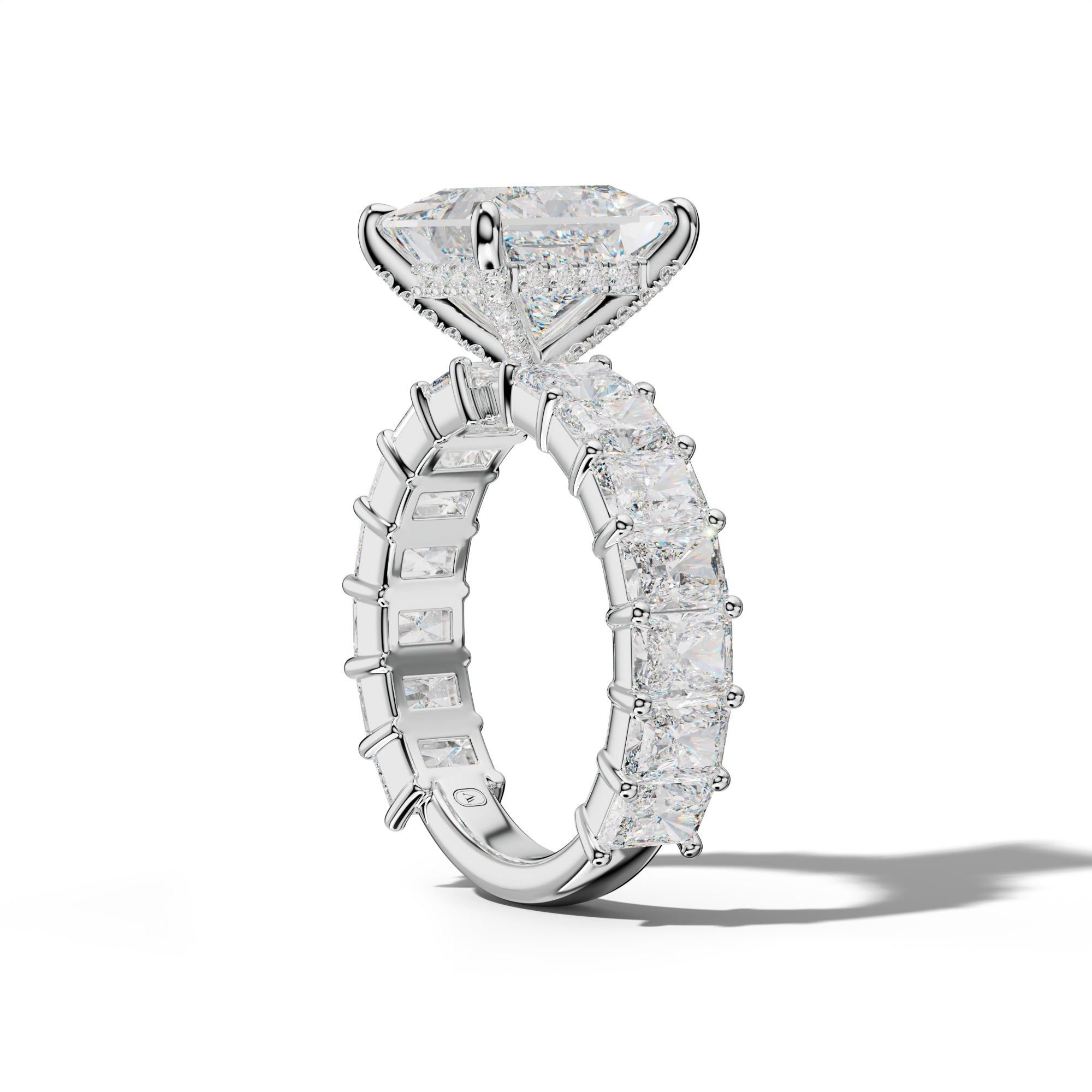 Adelina Princess Cut Engagement Ring With Radiant Side Stones