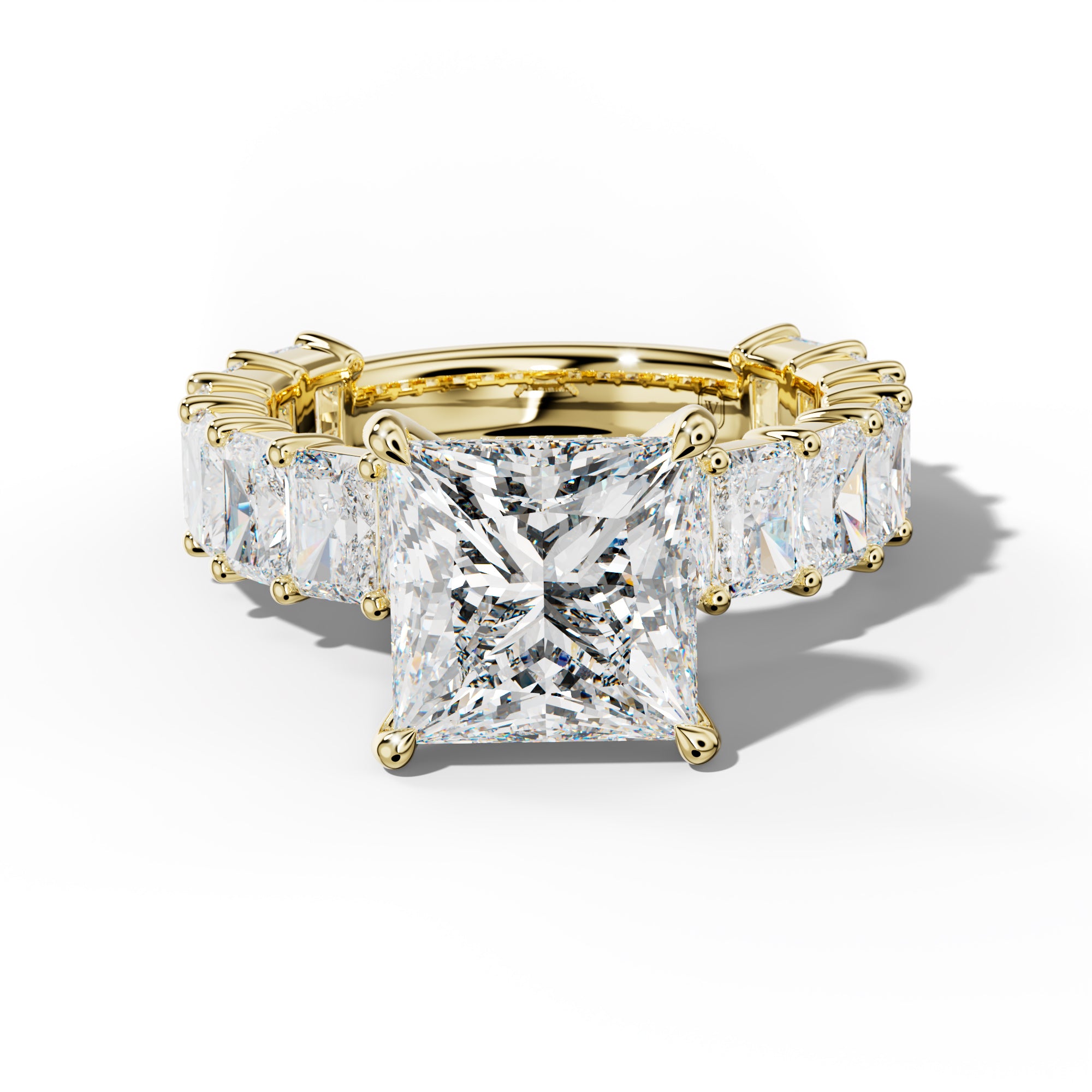 Adelina Princess Cut Engagement Ring With Radiant Side Stones