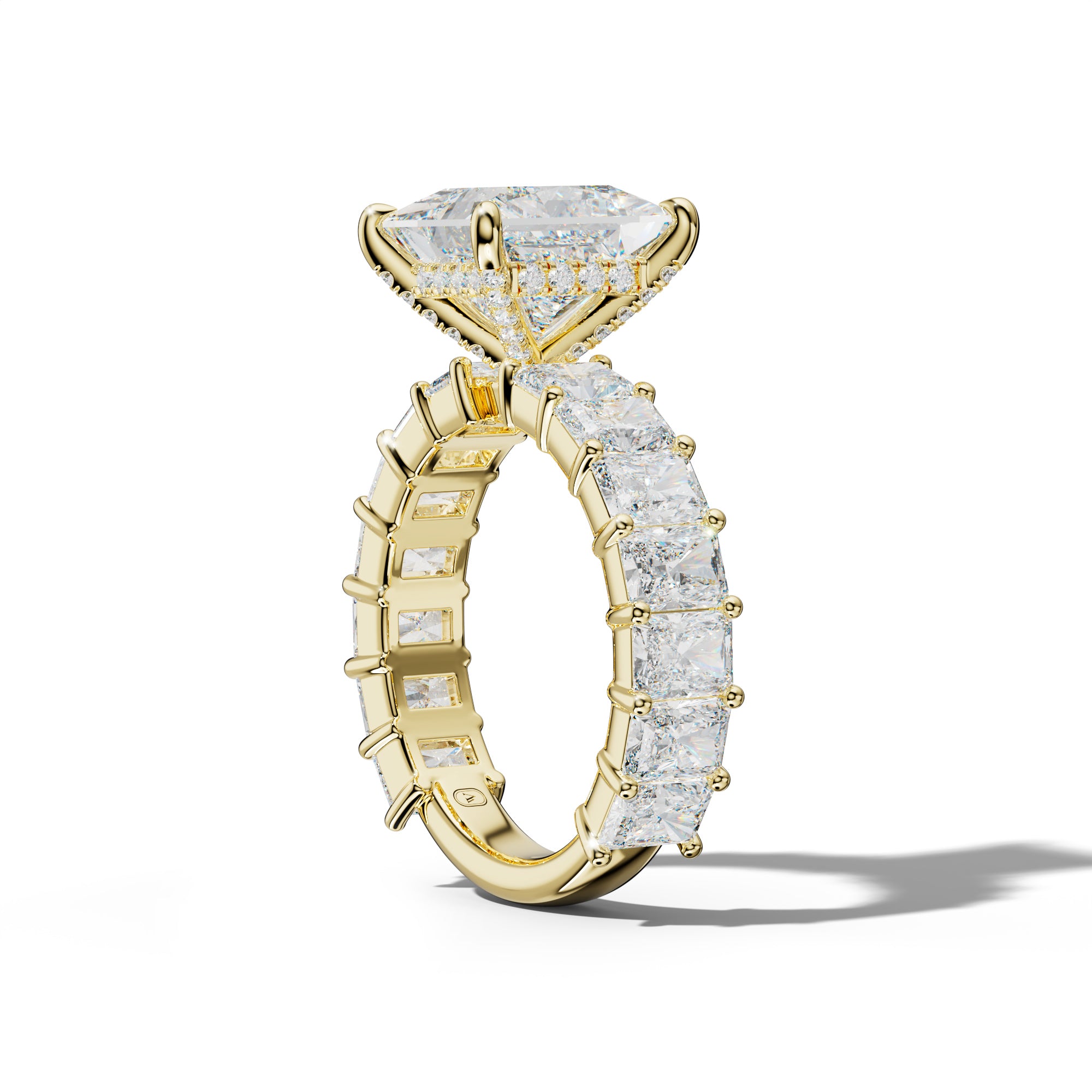 Adelina Princess Cut Engagement Ring With Radiant Side Stones