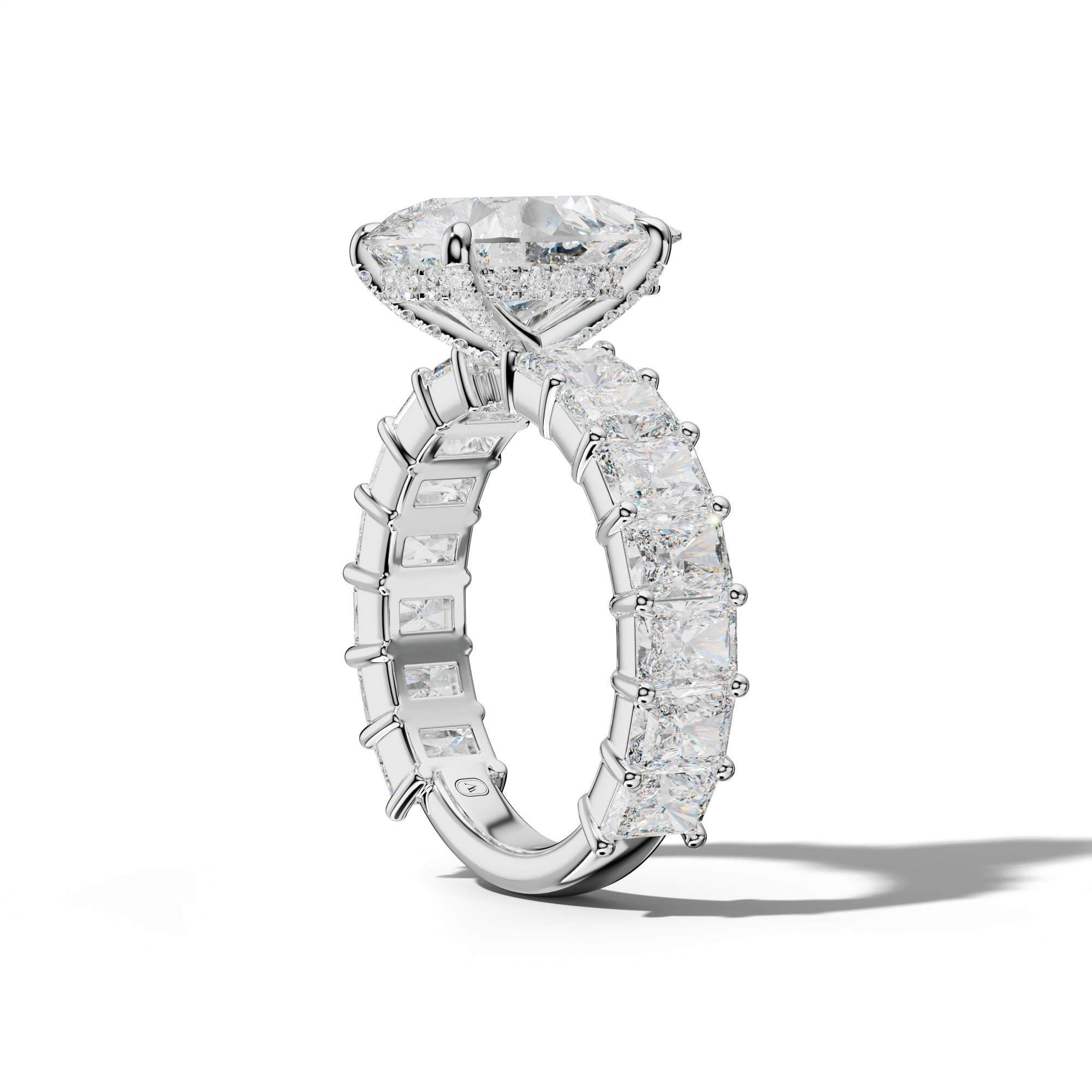 Adelina Pear Shape Engagement Ring With Radiant Side Stones